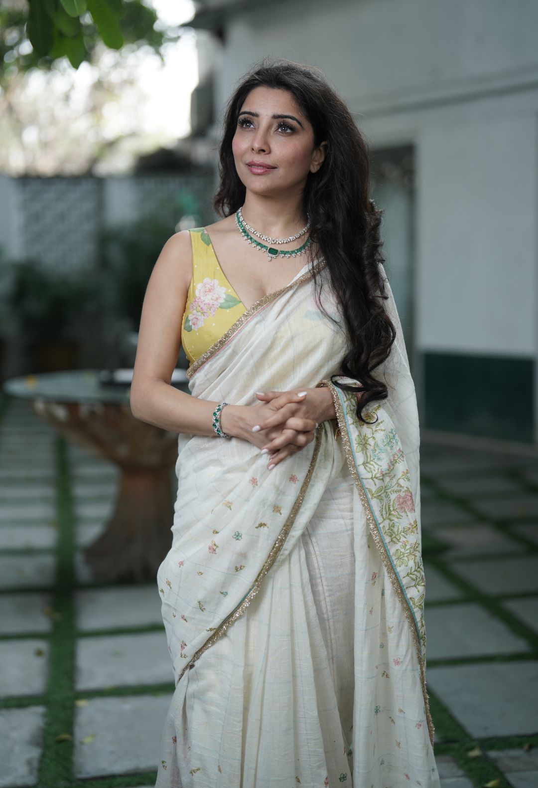 Jai Madaan Hollyhock Silk and Cotton Check Sari