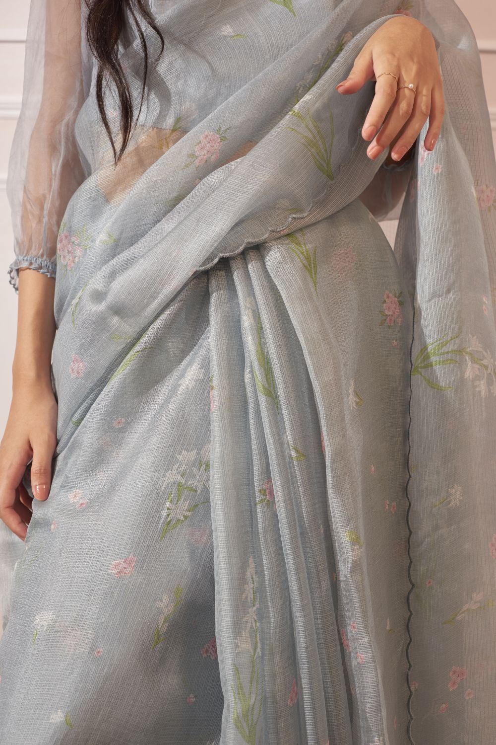 Parijaat & Periwinkle Kota Silk Sari