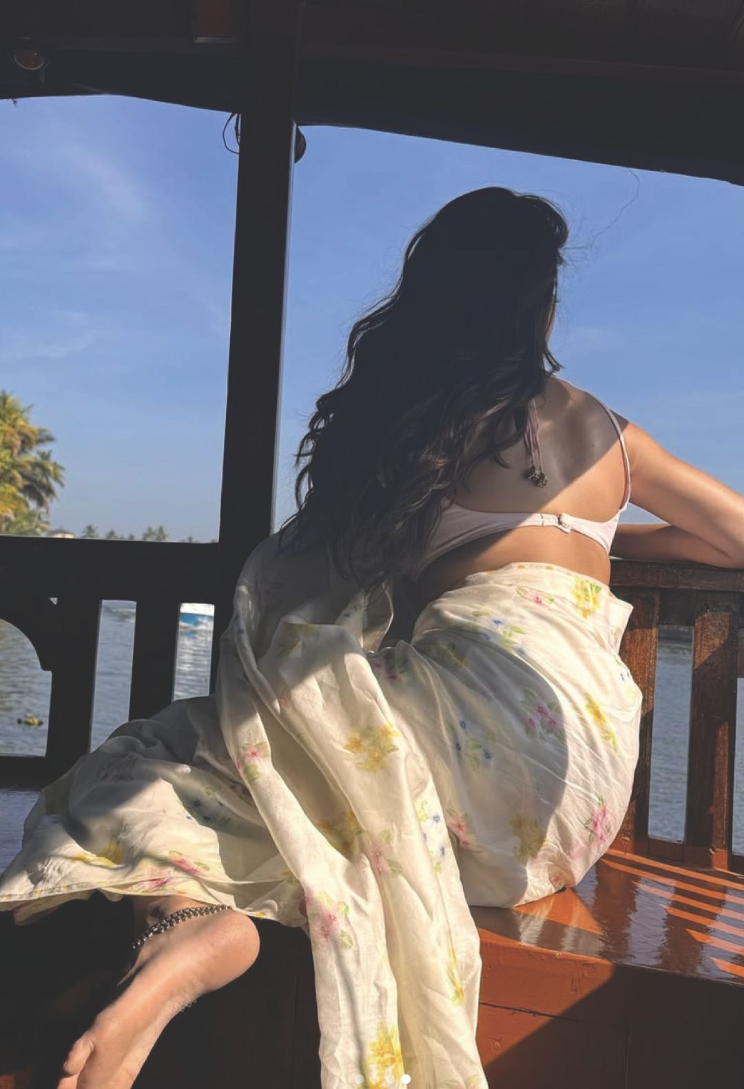 Janhvi in Periwinkle Silk and Cotton Chanderi Sari