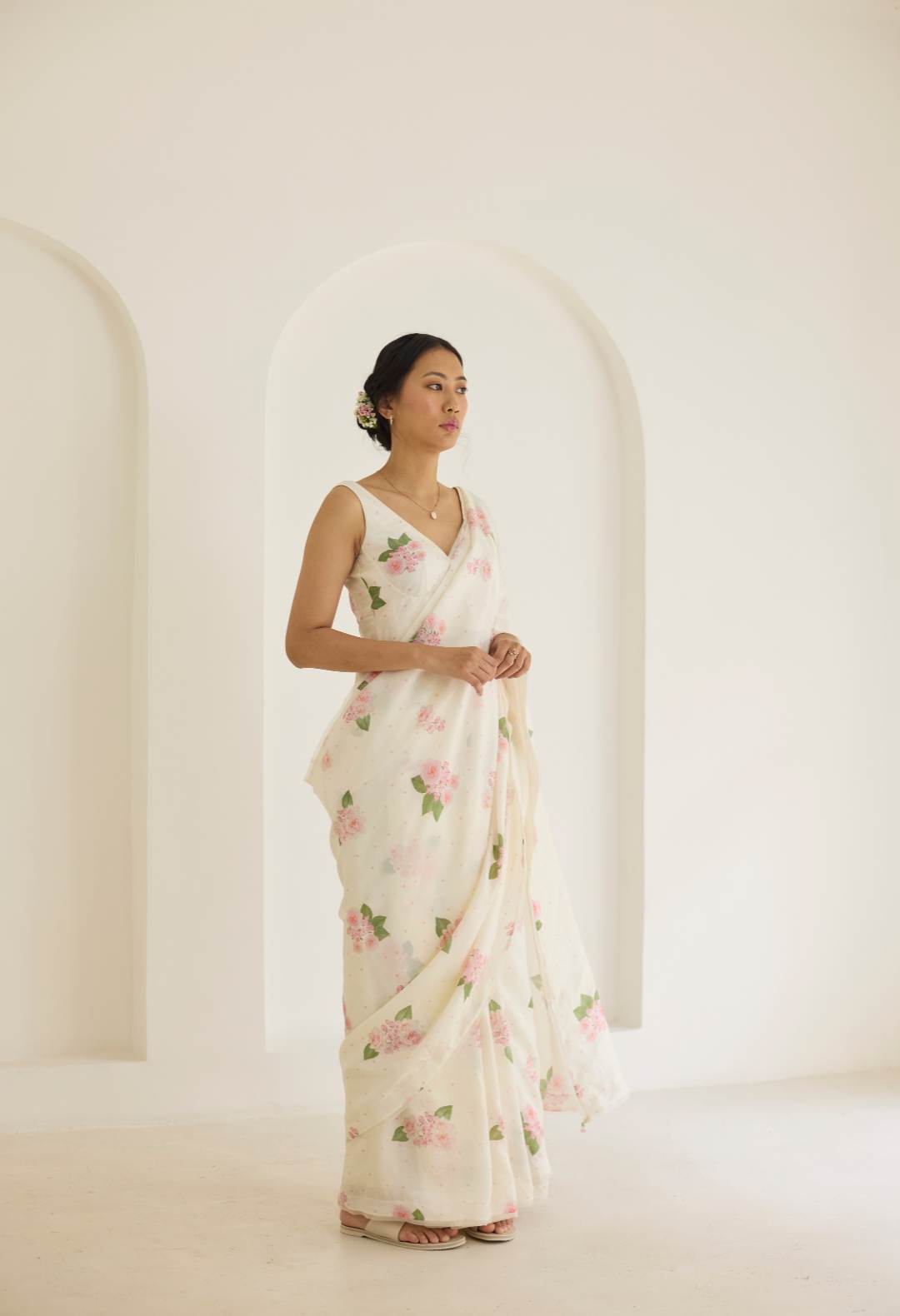 Hazari Mogra Mulberry Silk Sari