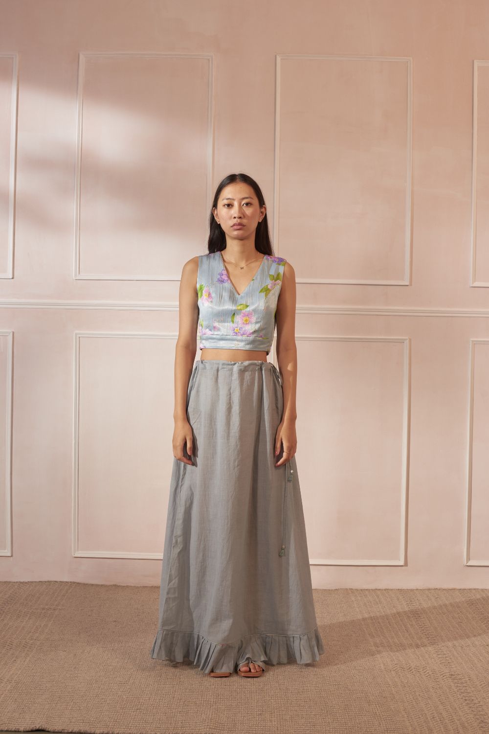 Jarul V Neck Sleeveless Satin Blouse