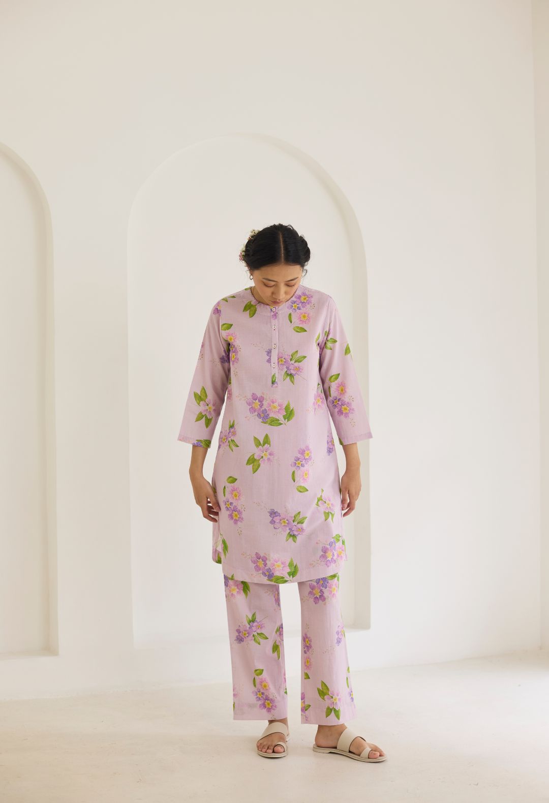 Lilac Jarul Short Kurta Set