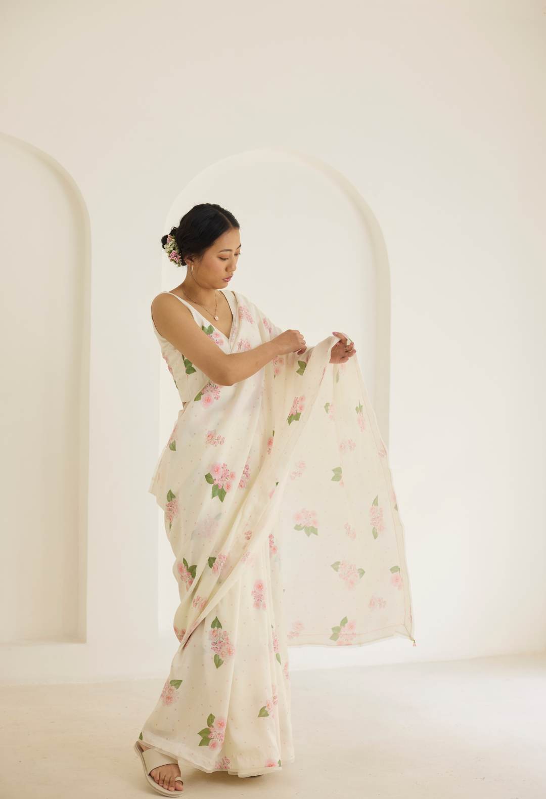 Hazari Mogra Mulberry Silk Sari