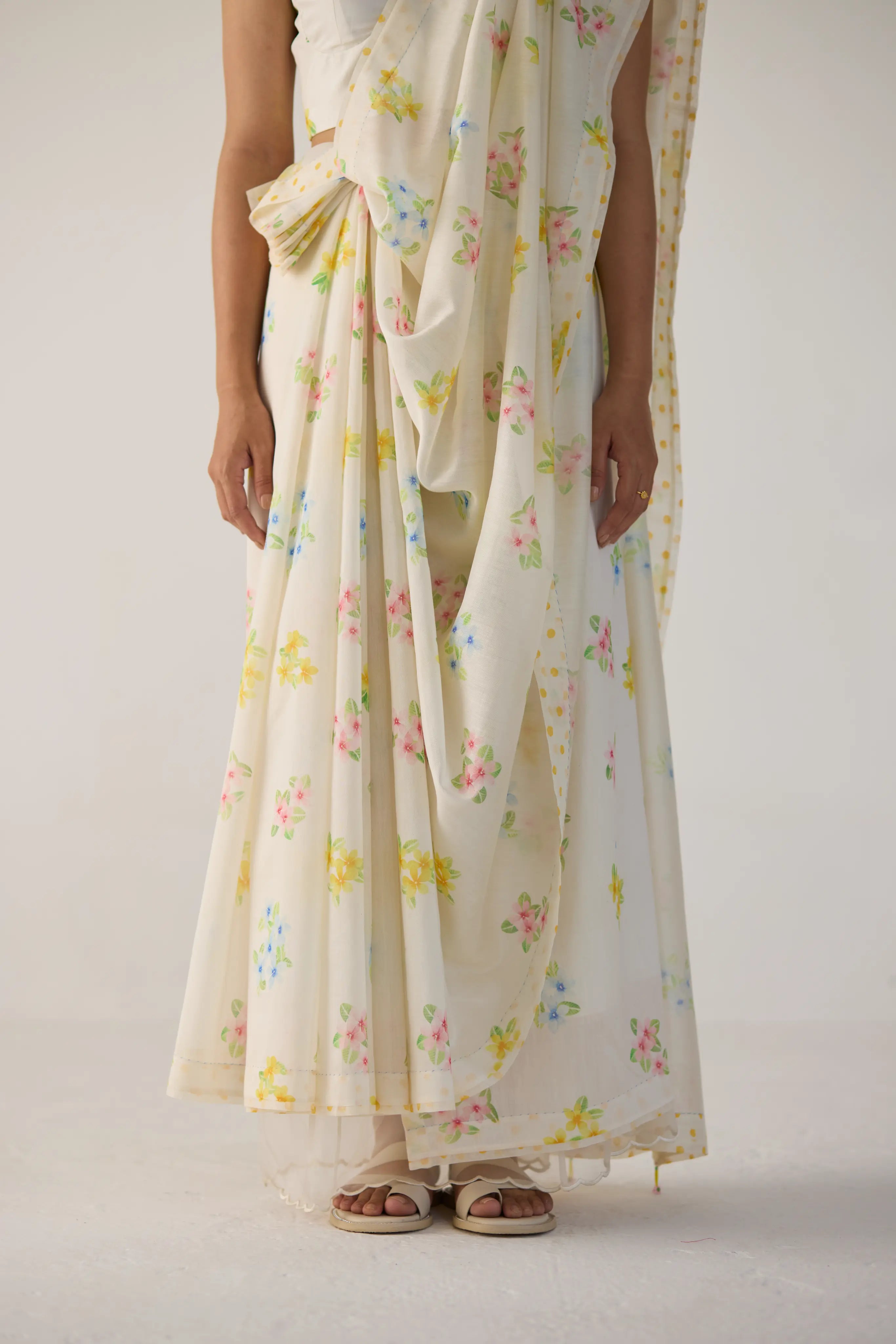 Periwinkle Silk and Cotton Chanderi Sari