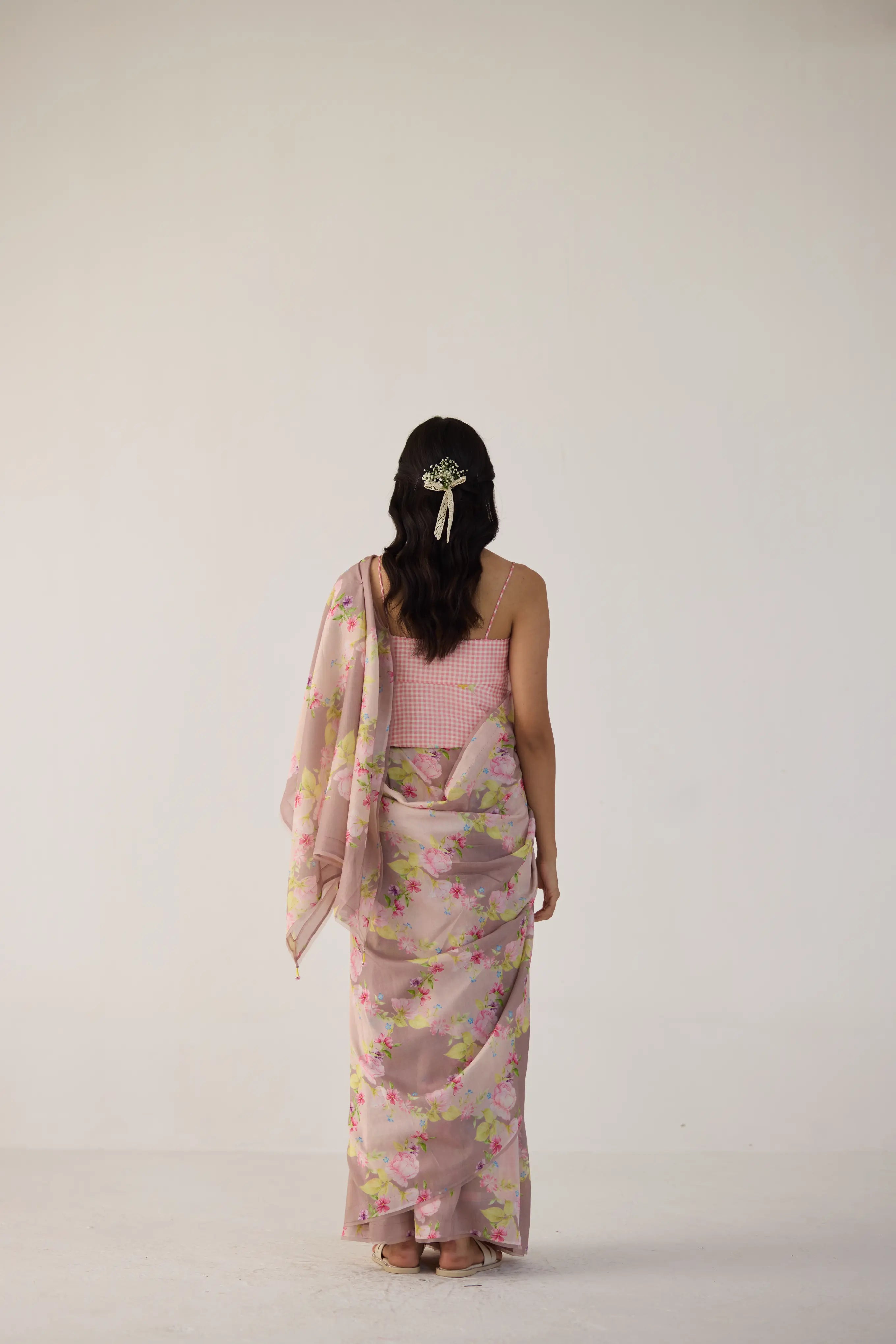Rose Garden Silk and Cotton Chanderi Sari