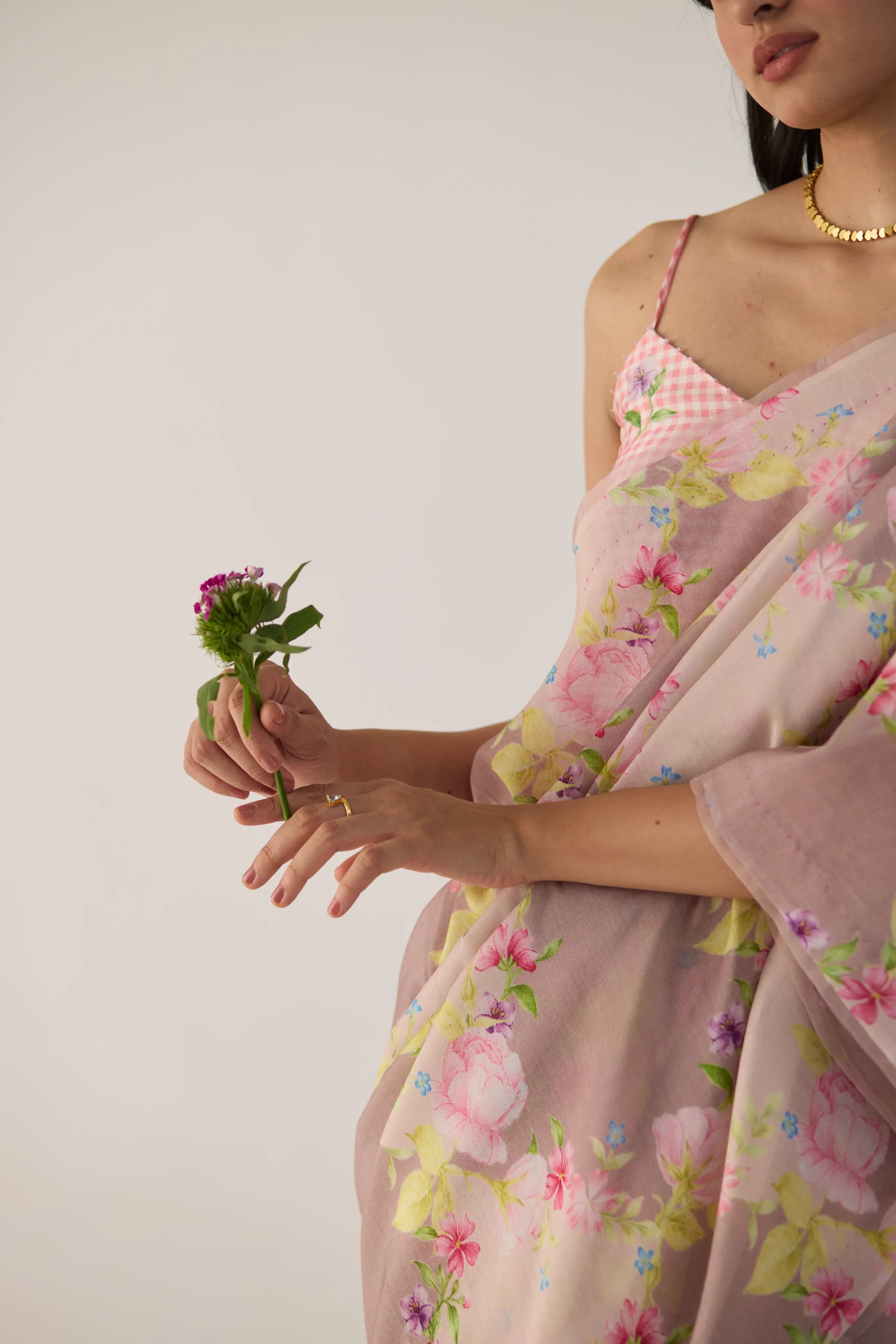 Rose Garden Silk and Cotton Chanderi Sari