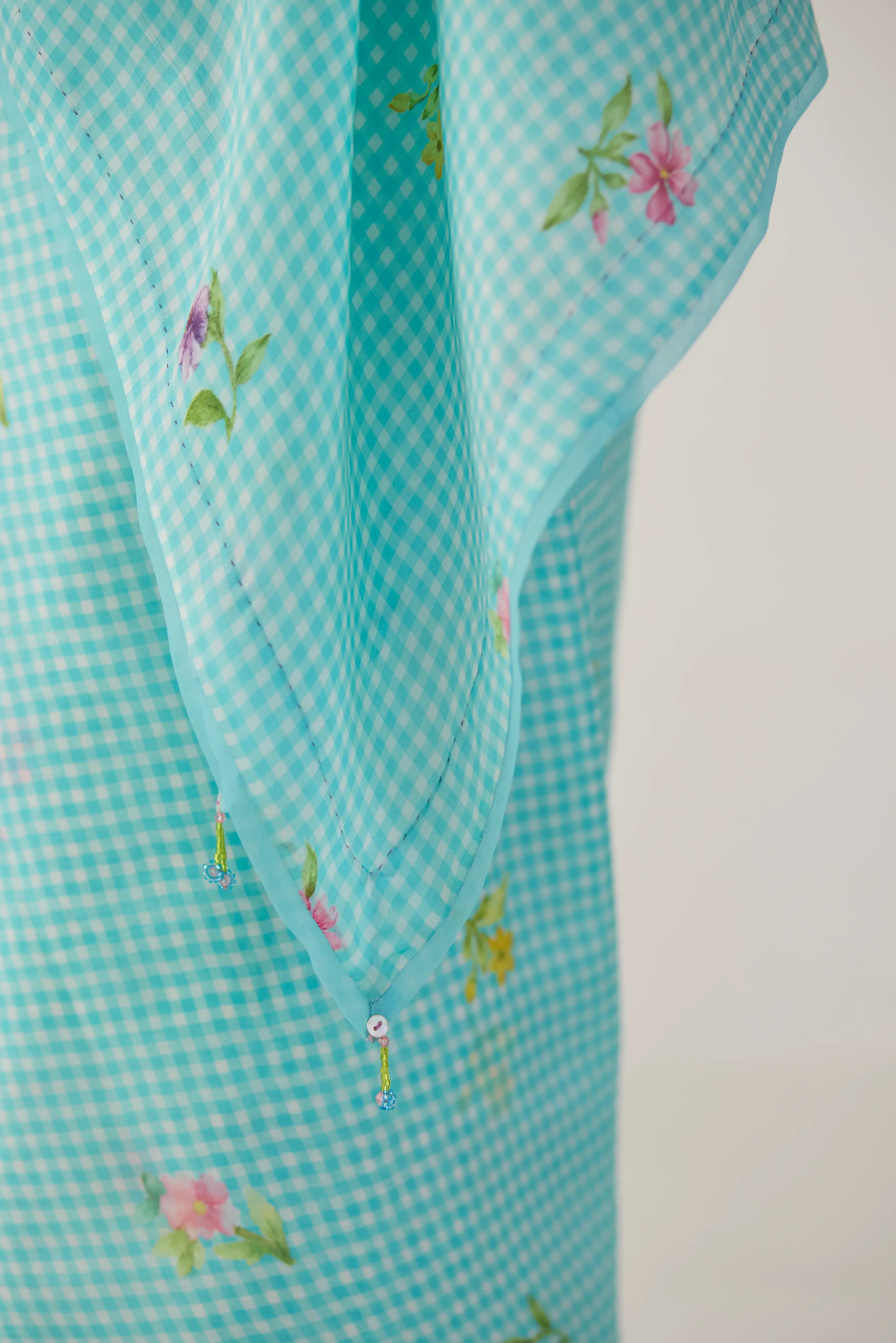 Serene Meadow Mulberry Organza Silk Sari