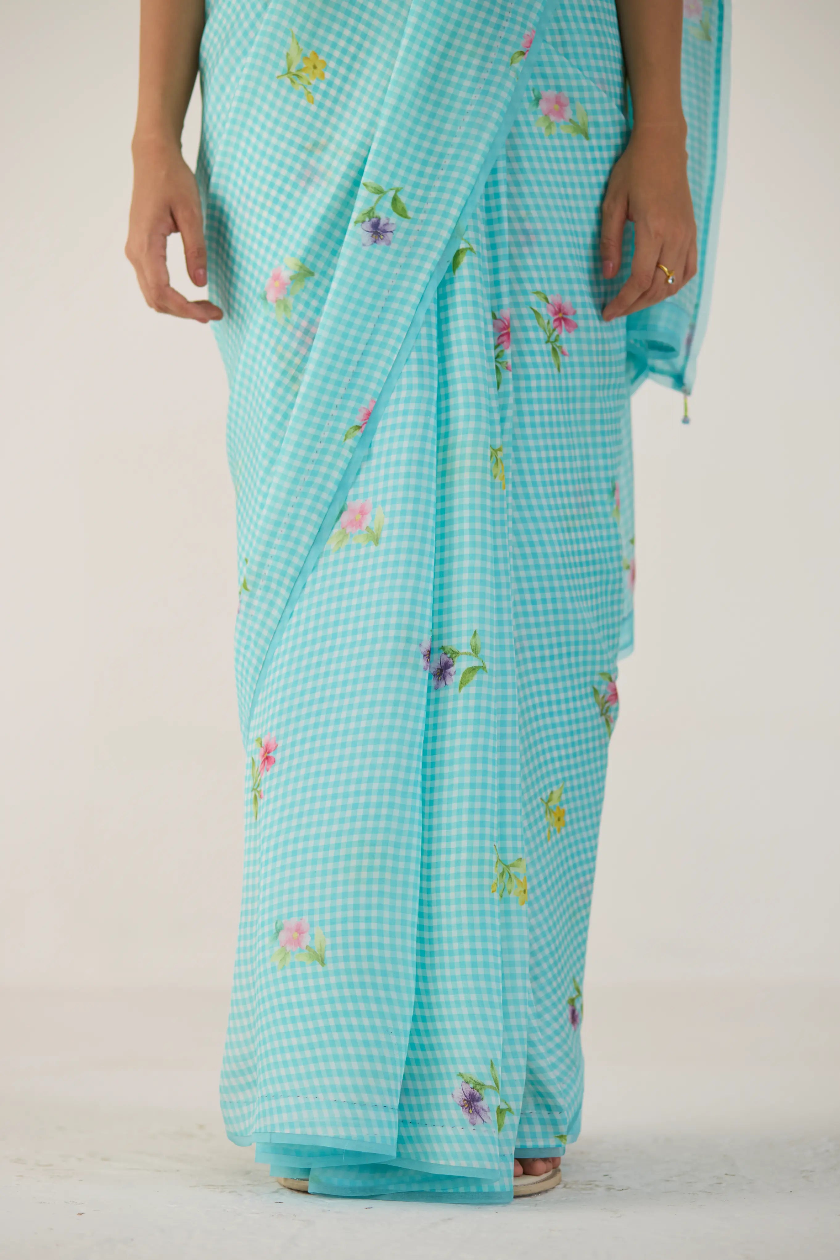 Serene Meadow Mulberry Organza Silk Sari