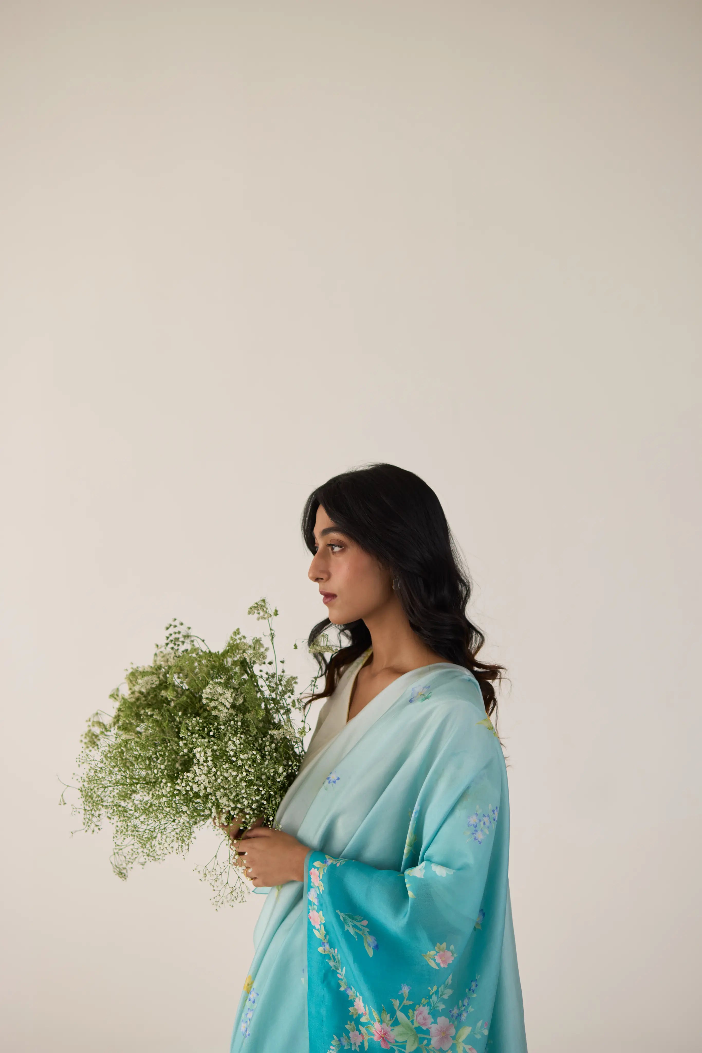 Clover Field Mulberry Organza Silk Sari