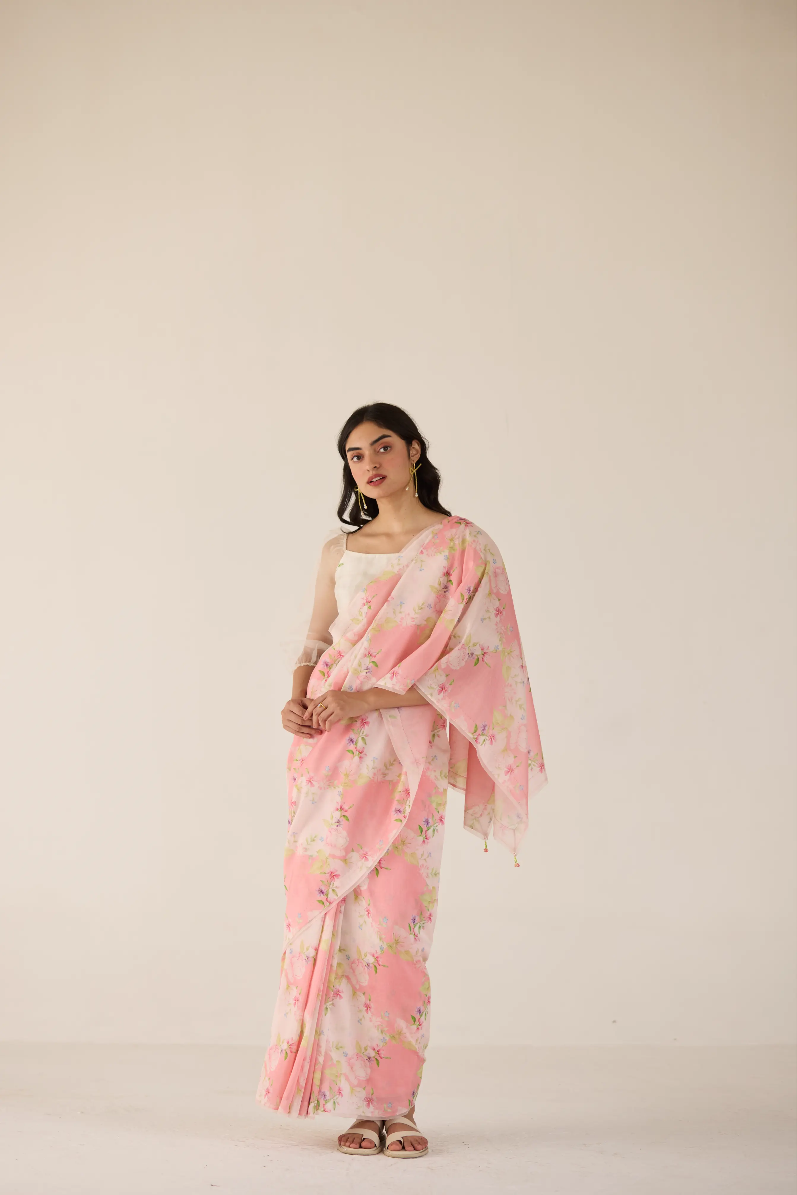 Rose Garden Silk and Cotton Chanderi Sari