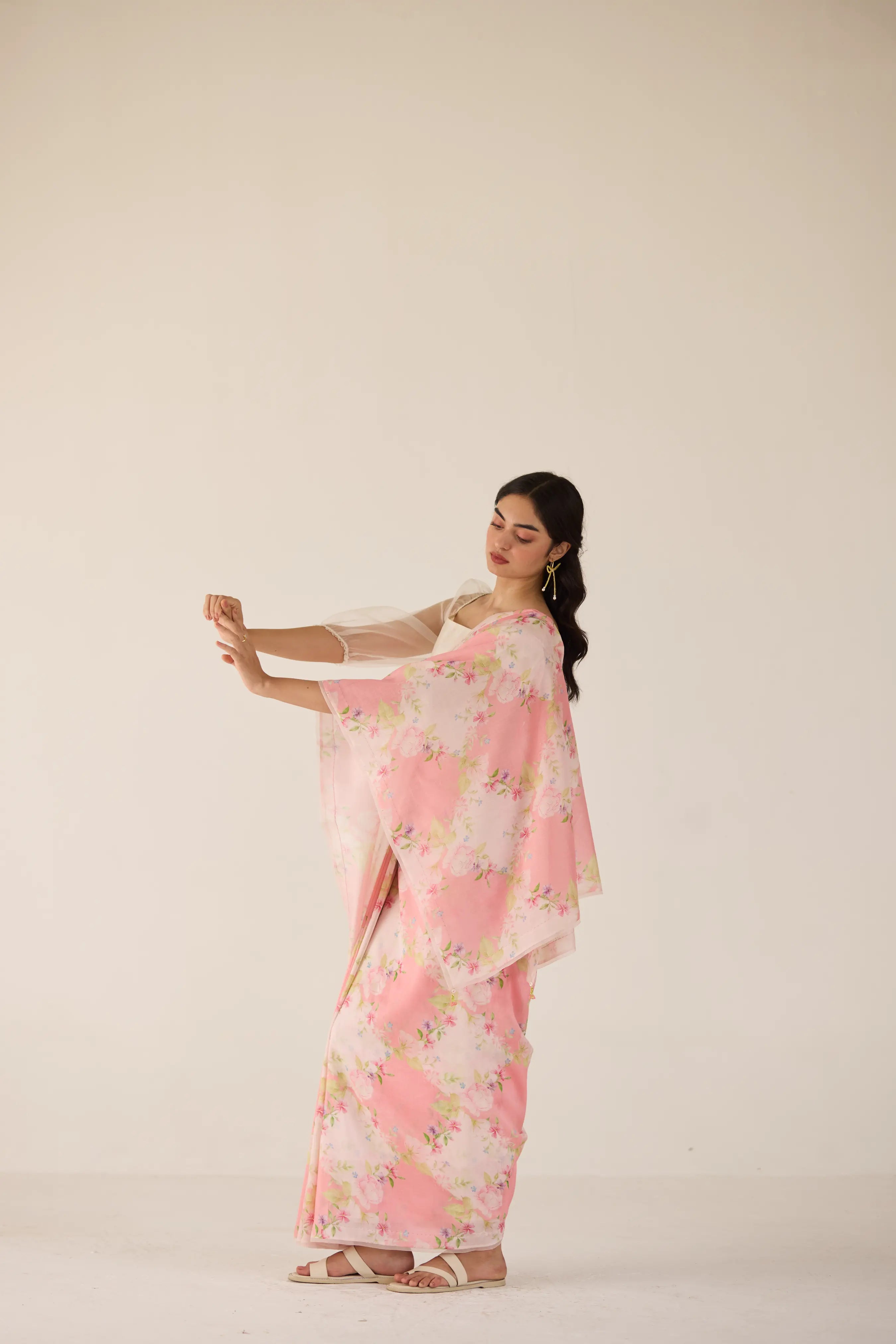 Rose Garden Silk and Cotton Chanderi Sari