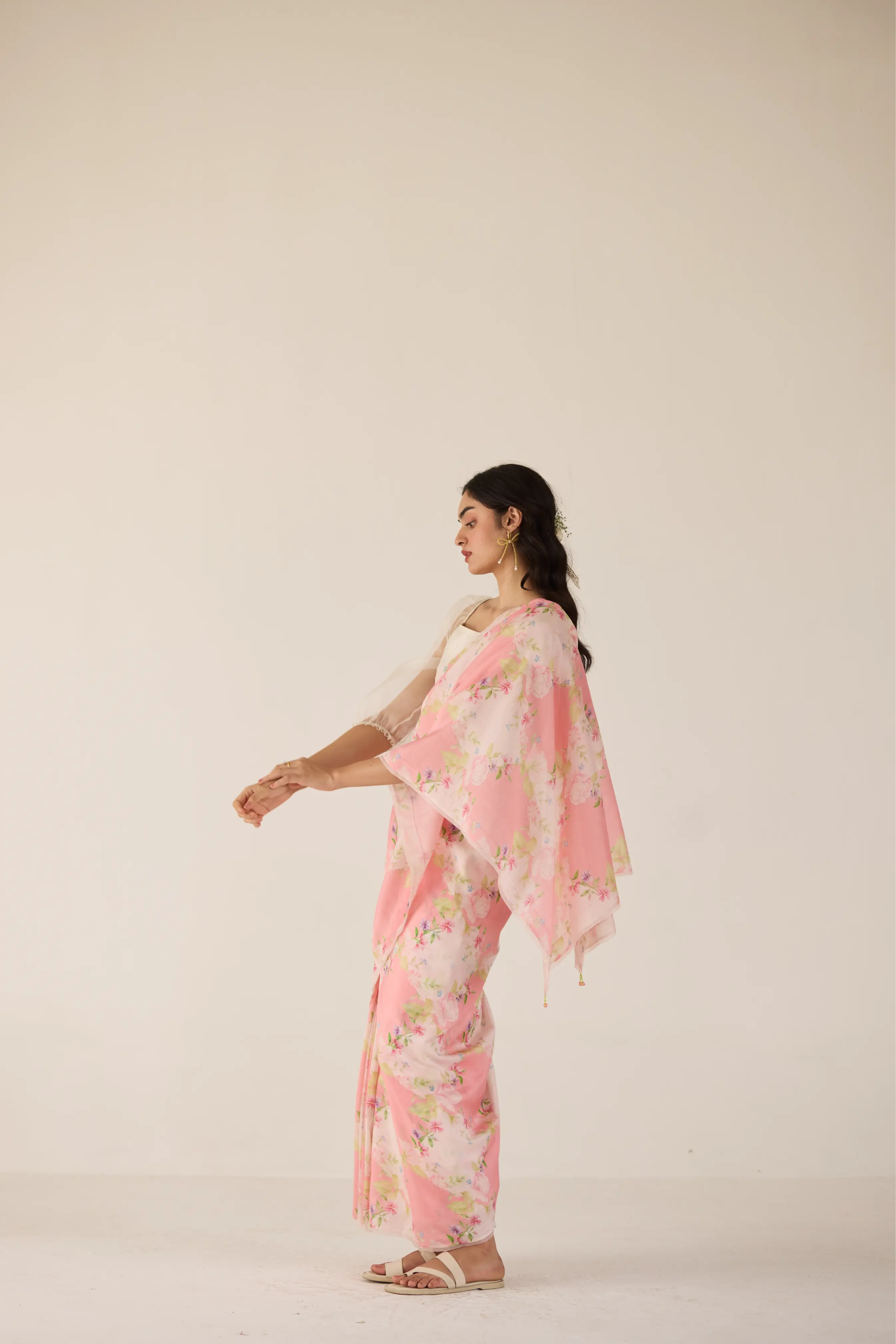 Rose Garden Silk and Cotton Chanderi Sari