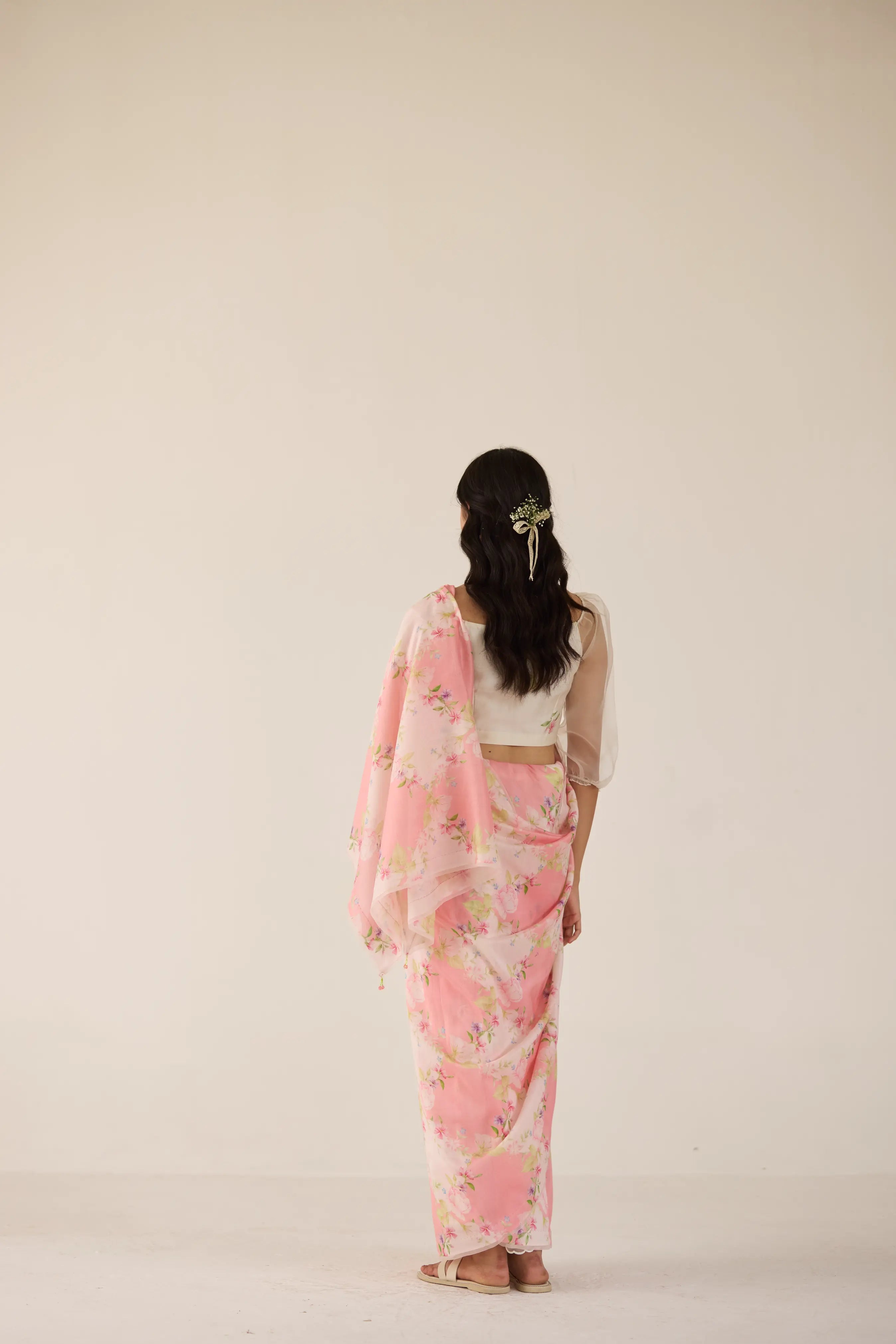 Rose Garden Silk and Cotton Chanderi Sari