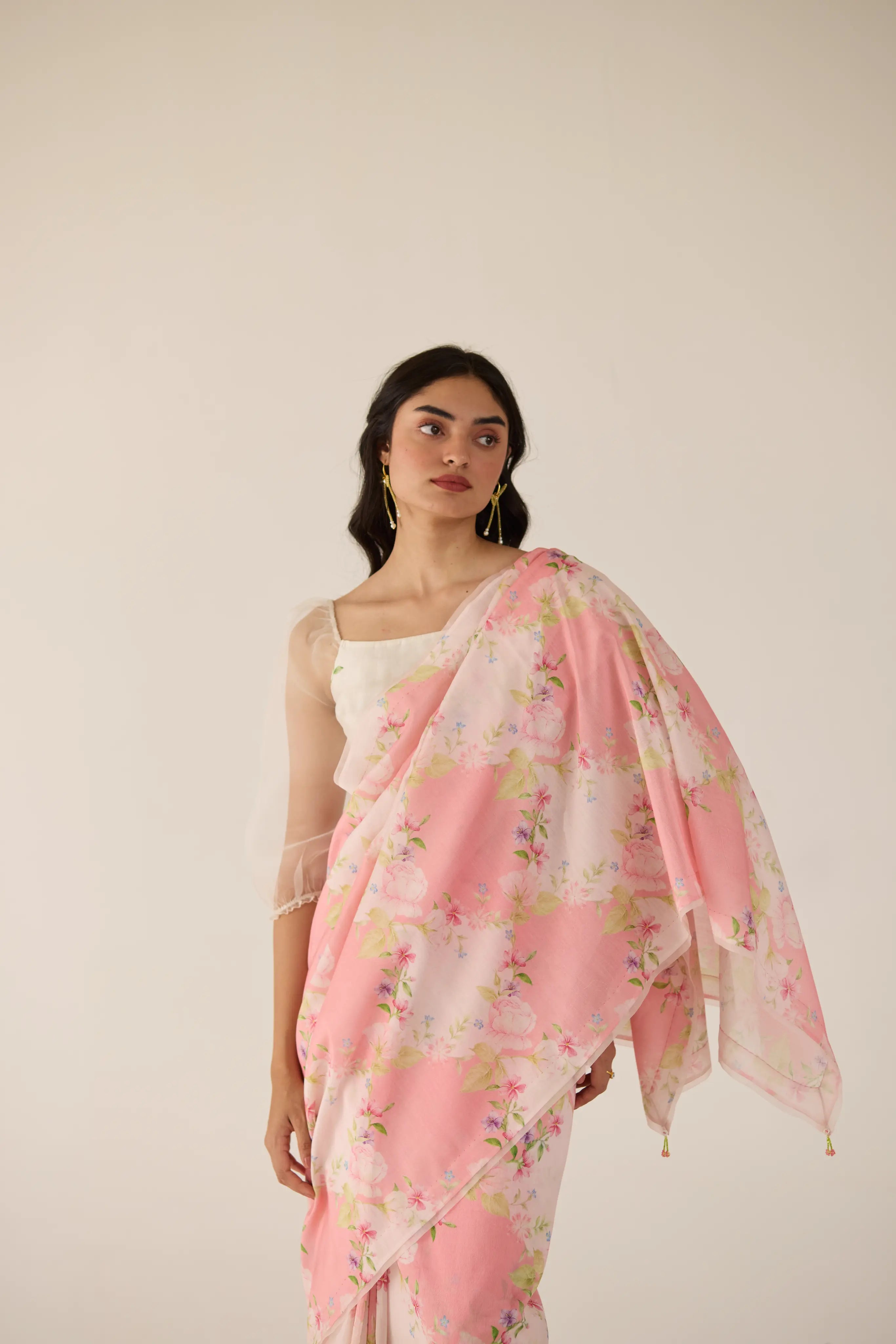 Rose Garden Silk and Cotton Chanderi Sari