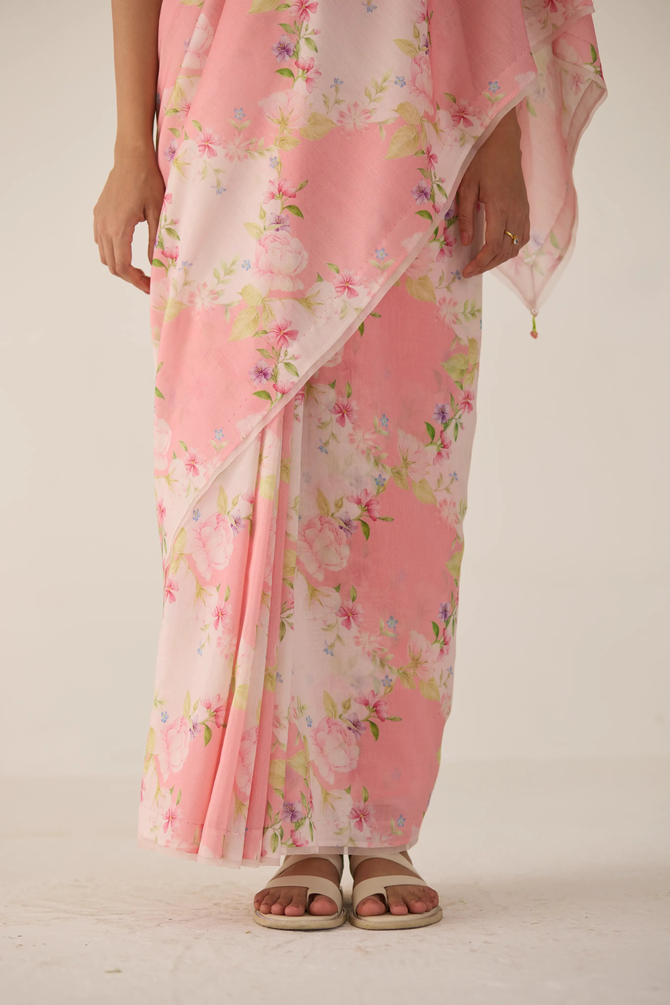 Rose Garden Silk and Cotton Chanderi Sari