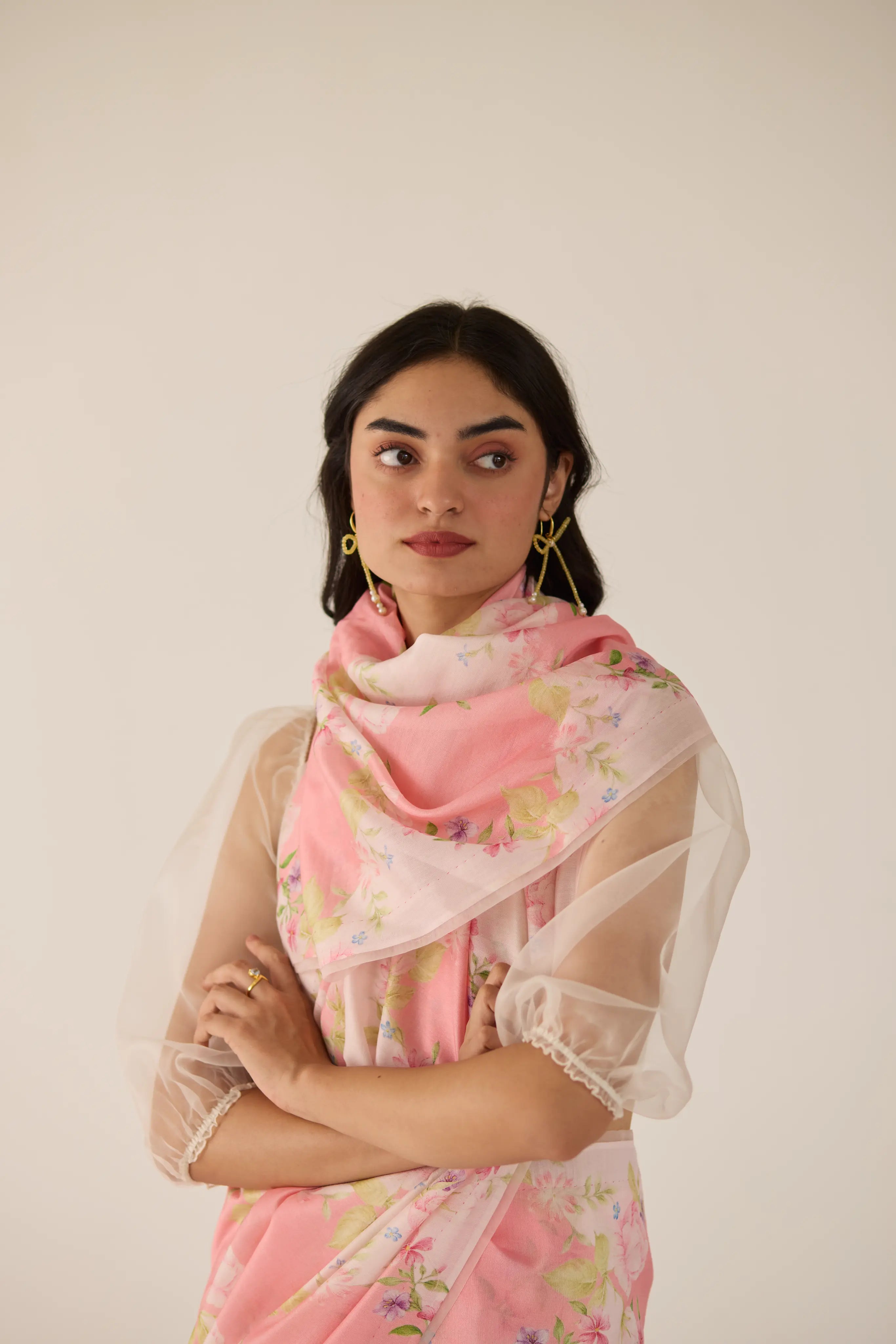 Rose Garden Silk and Cotton Chanderi Sari