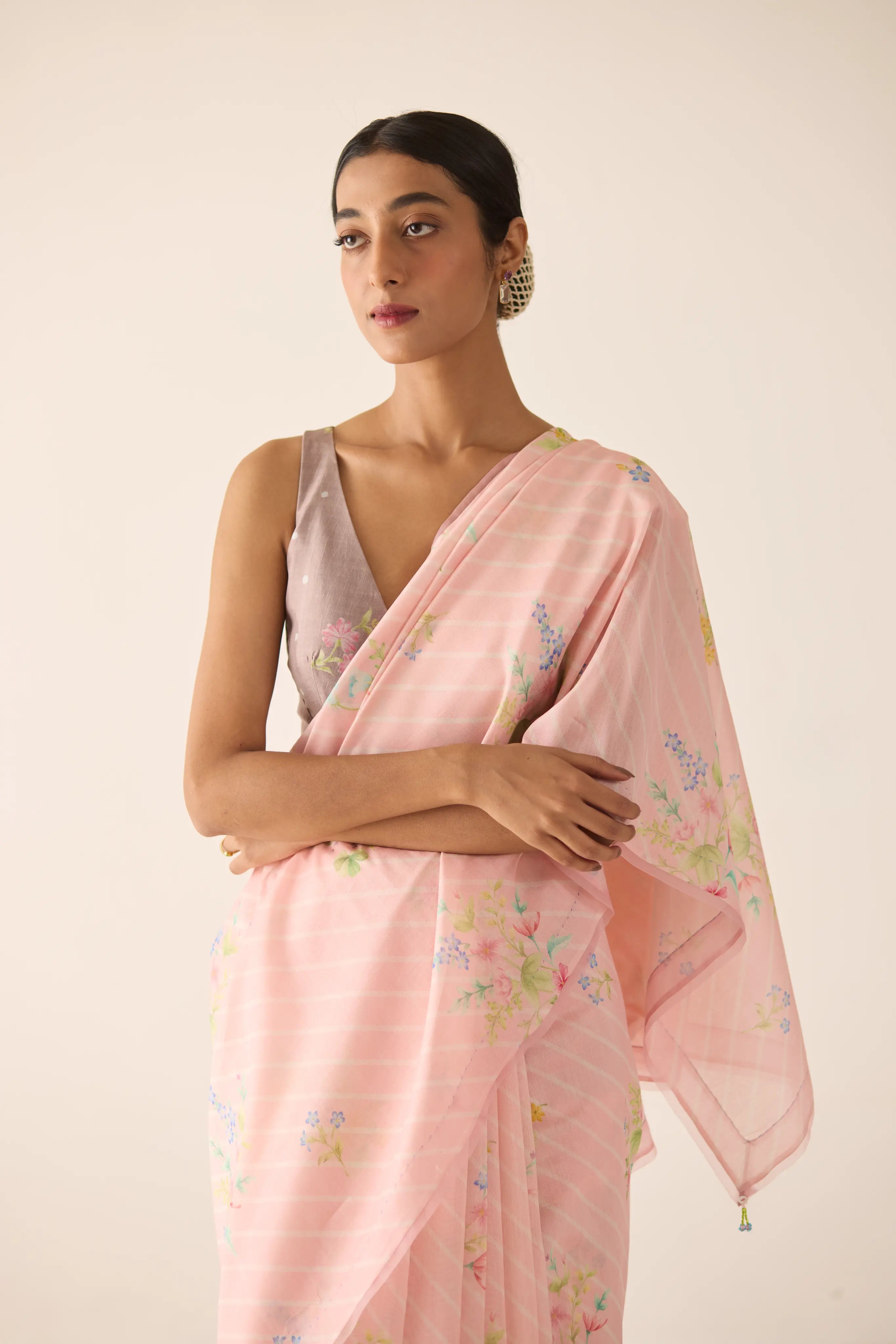 Wildflower Bunch Silk and Cotton Chanderi Sari