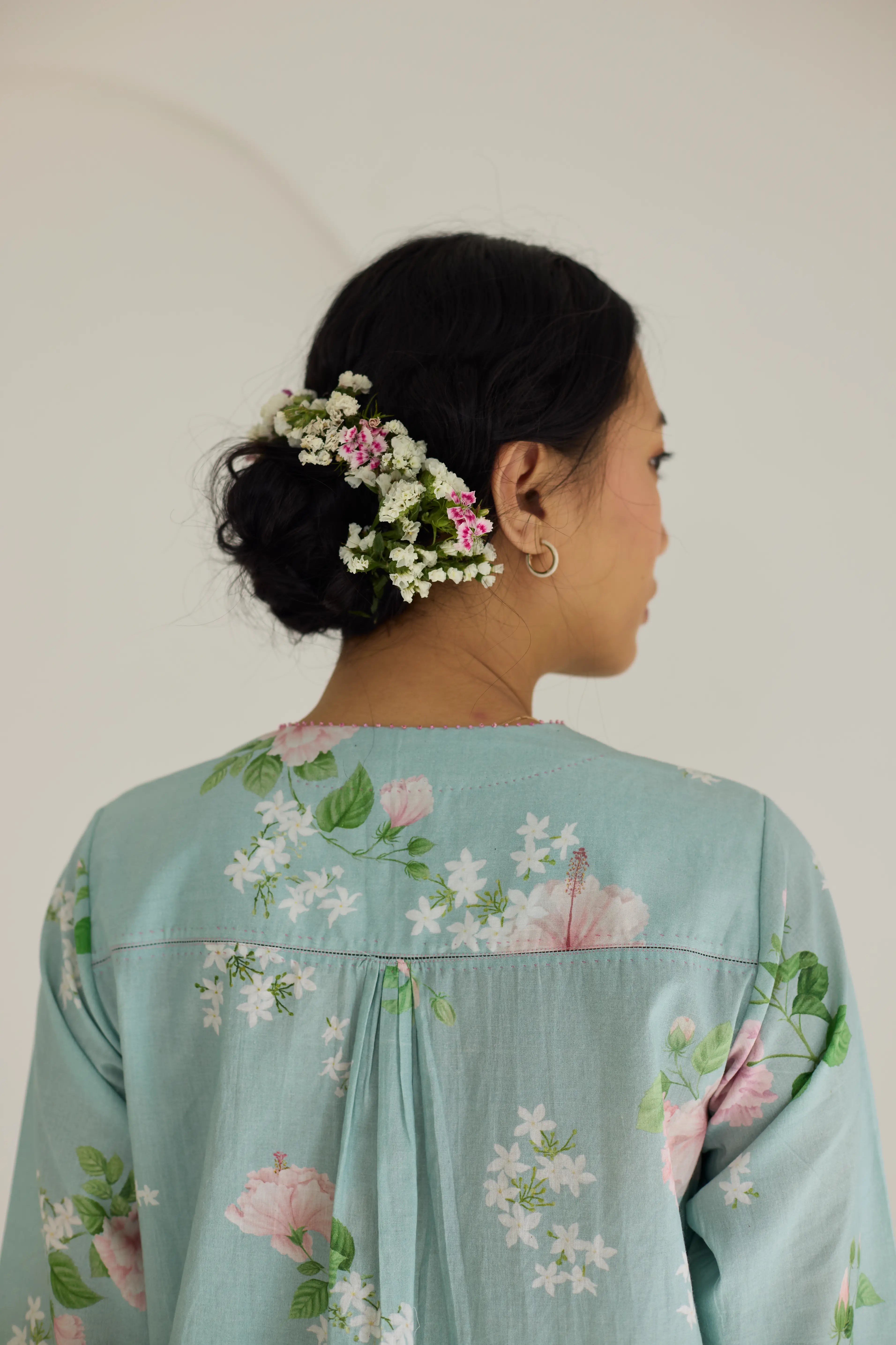 Pistachio Hibiscus Short Kurta Set