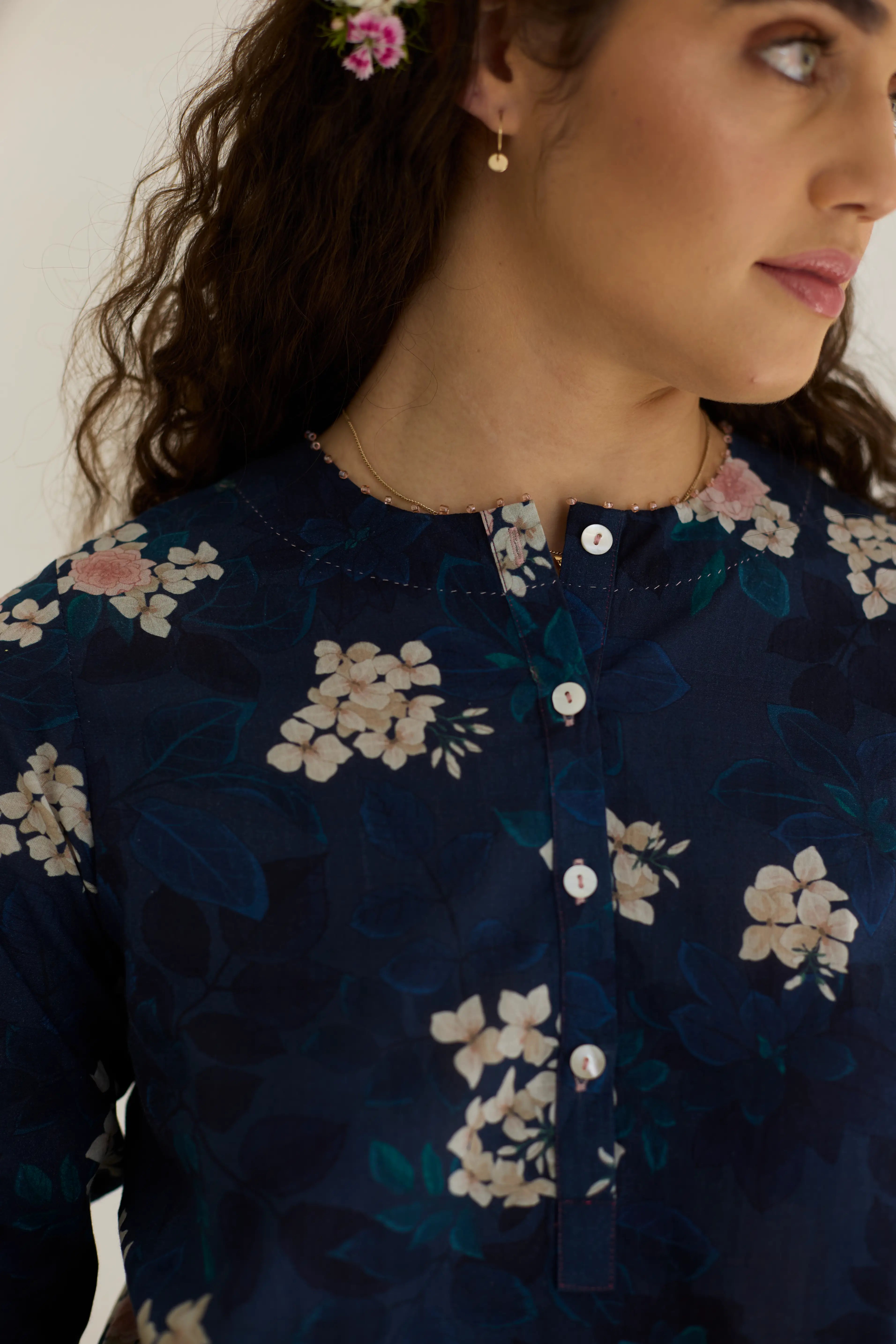 Midnight Roses Short Kurta Set