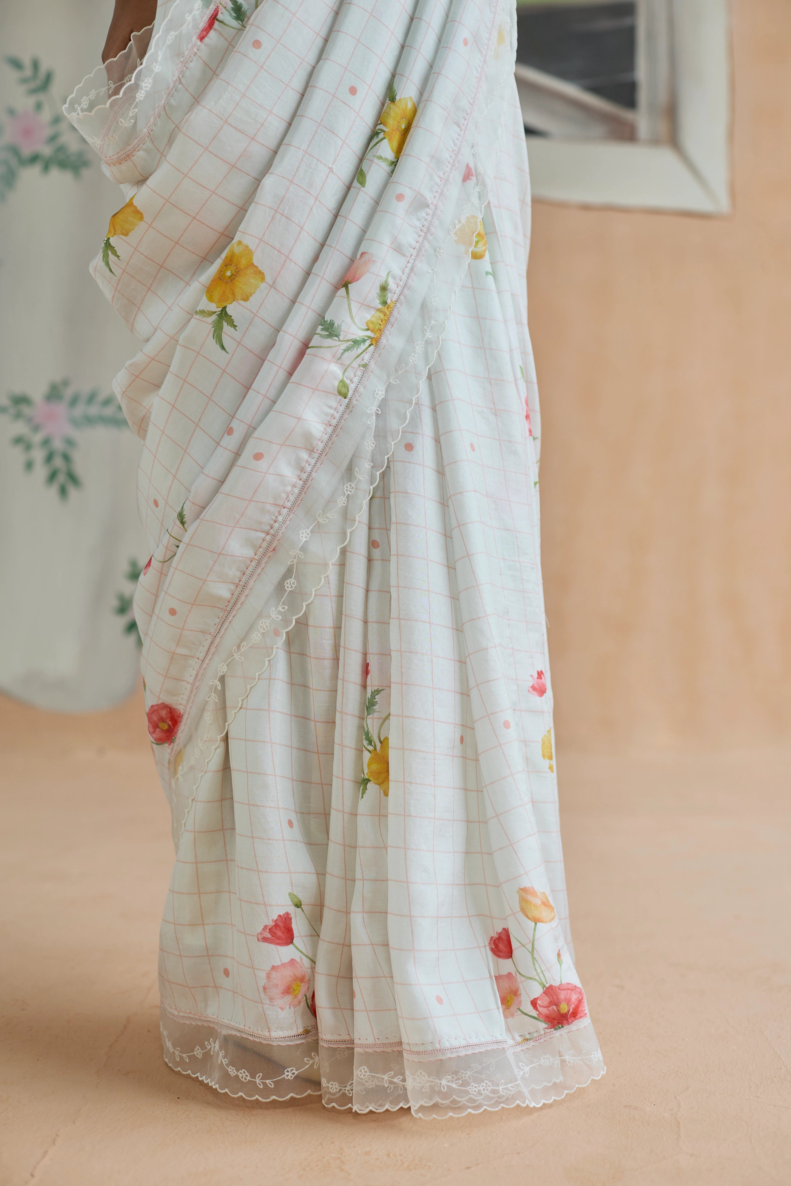 Poppy Mulberry Silk Sari