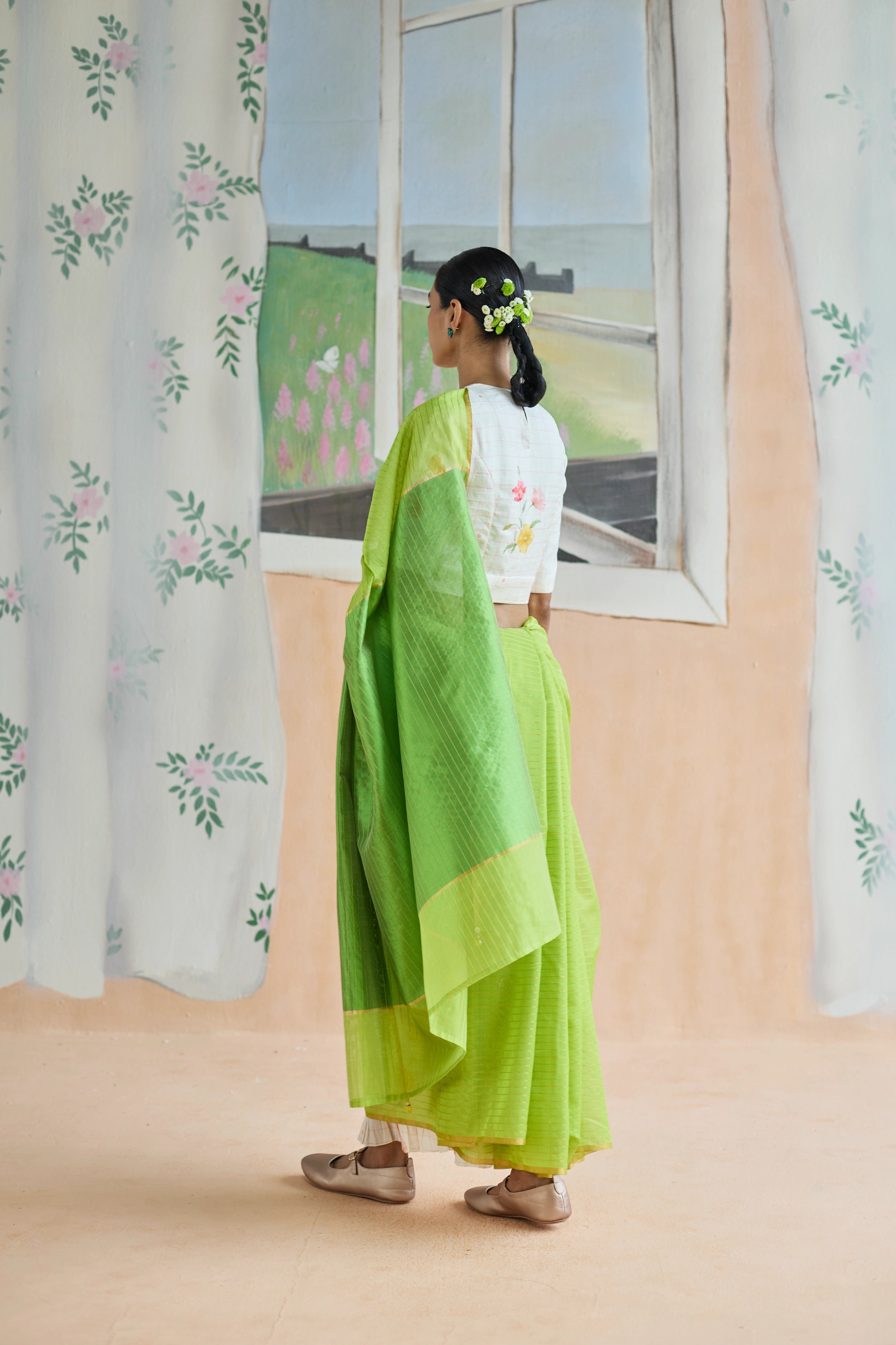 Fern Trail Chanderi Sari