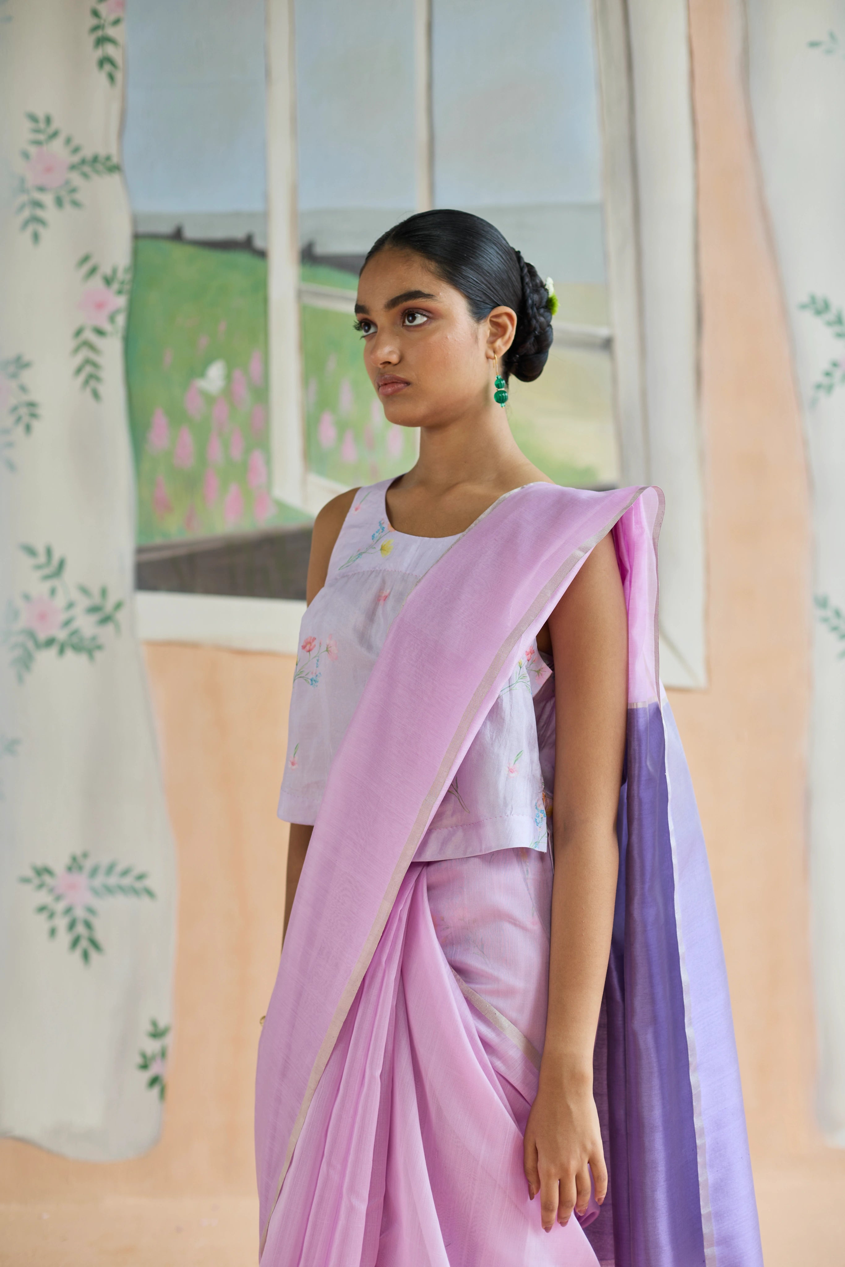 Orchid Mist Chanderi Sari