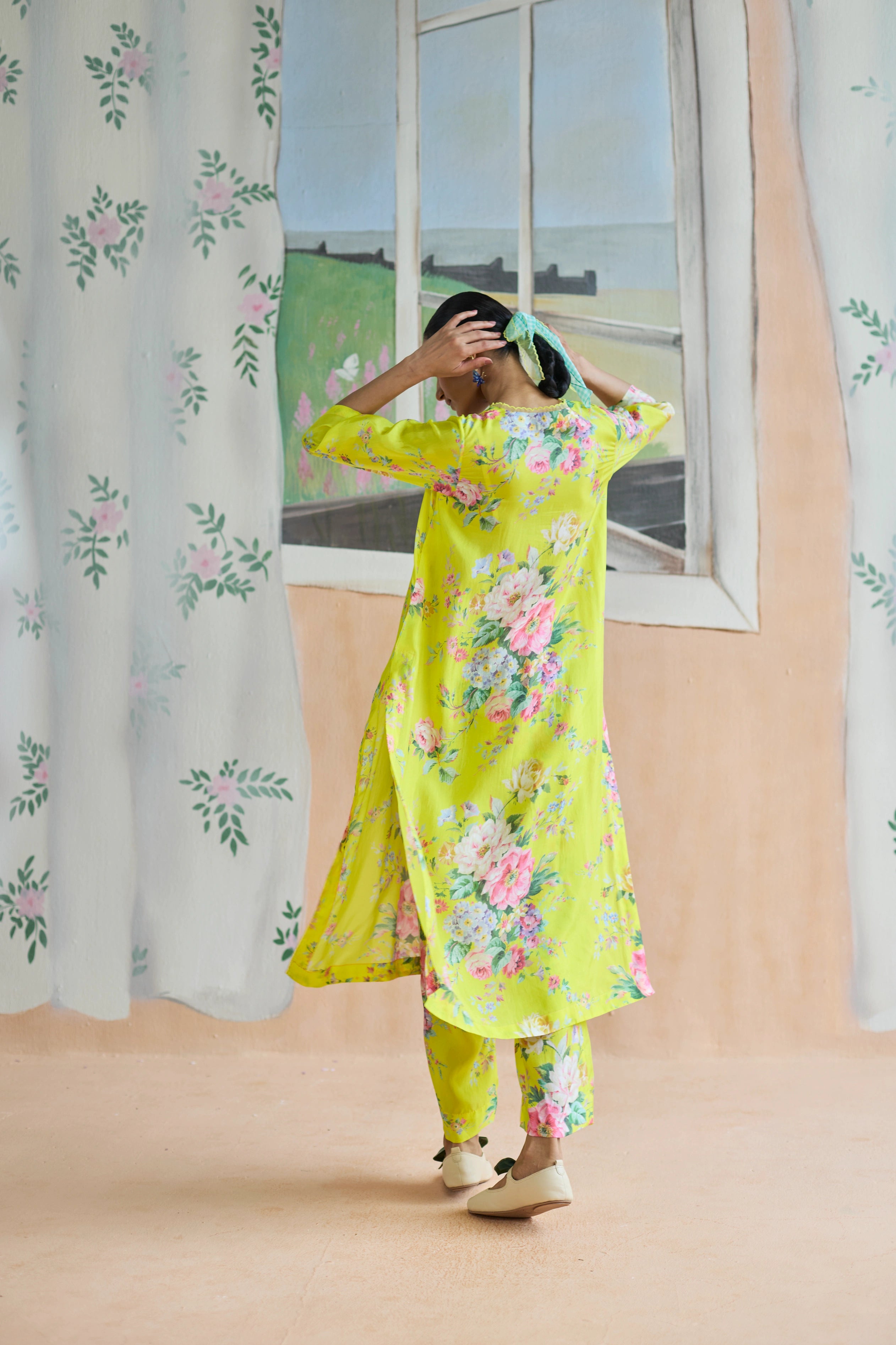 Citrus Long Kurta Set Bamboo Silk