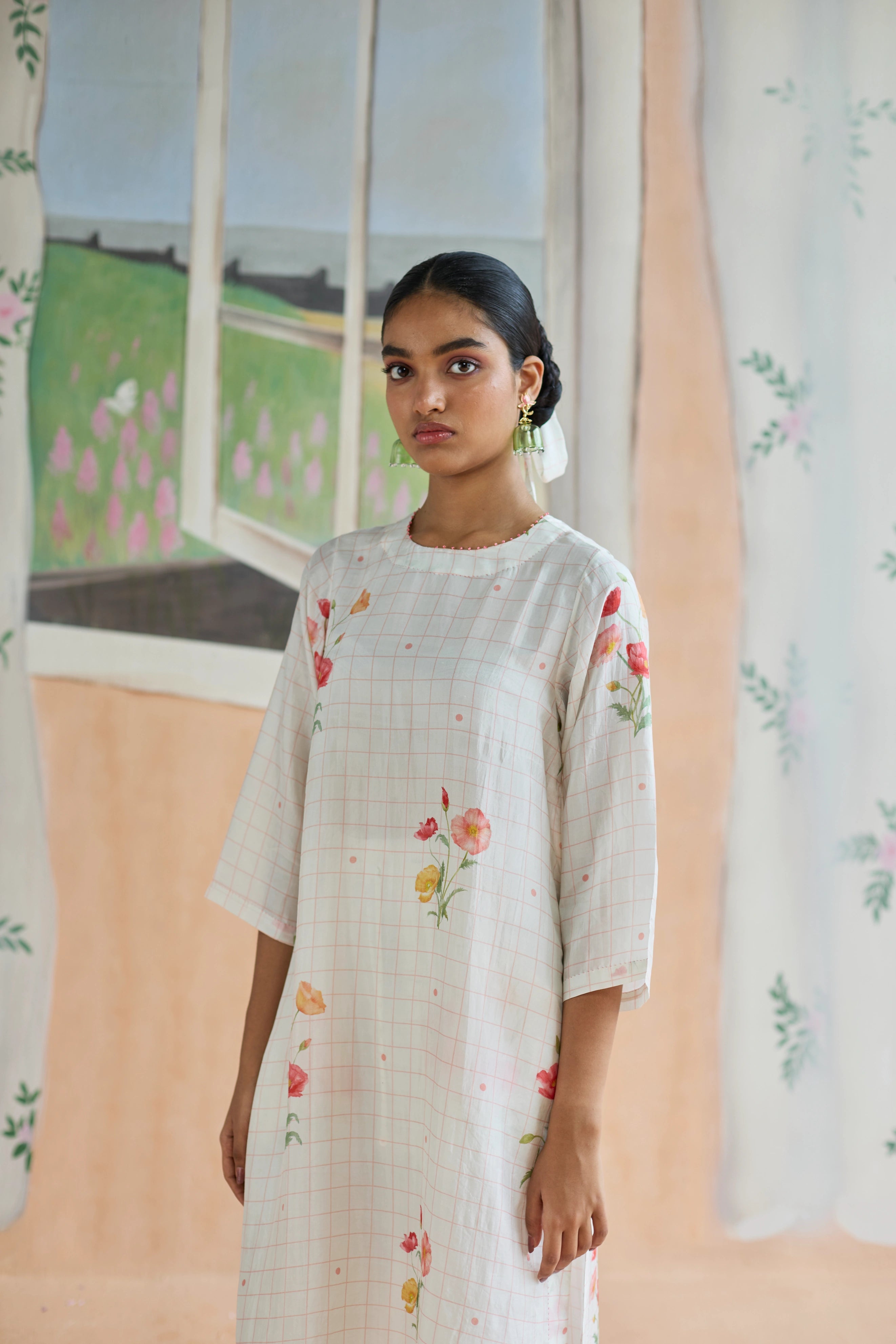 Poppy Long Kurta Set Mulberry Silk