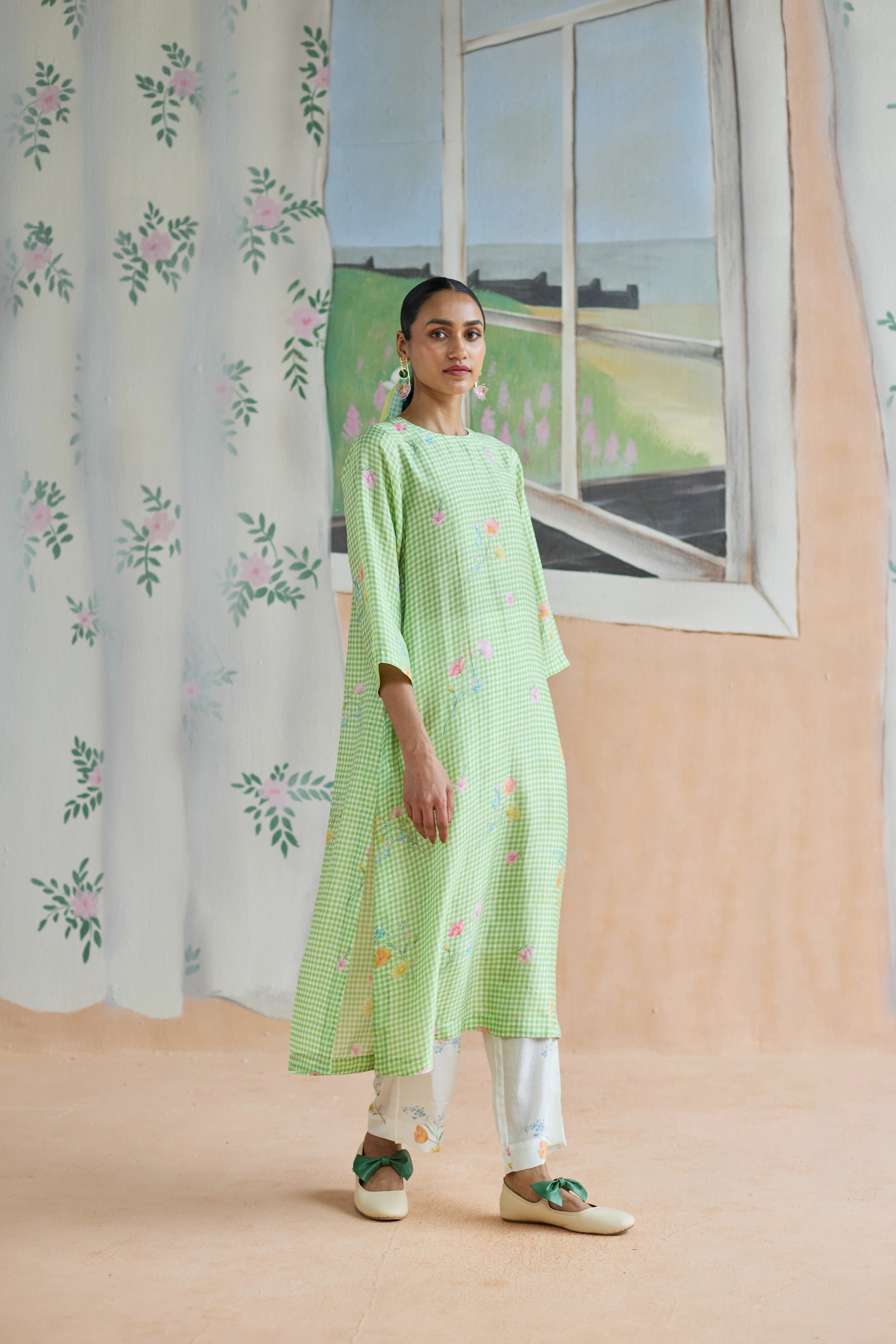 Gentle Pause Long Kurta Set Mulberry Silk