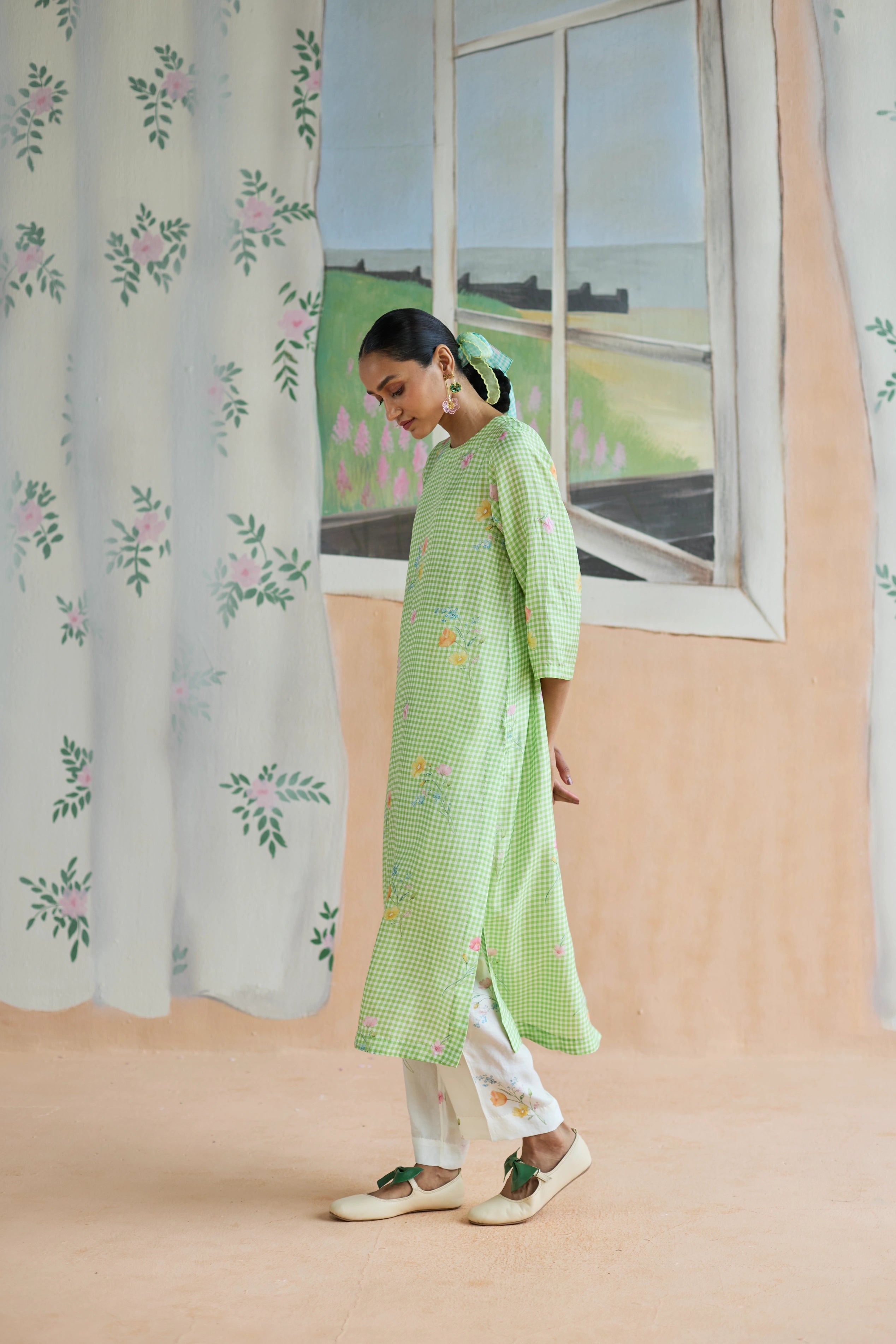 Gentle Pause Long Kurta Set Mulberry Silk