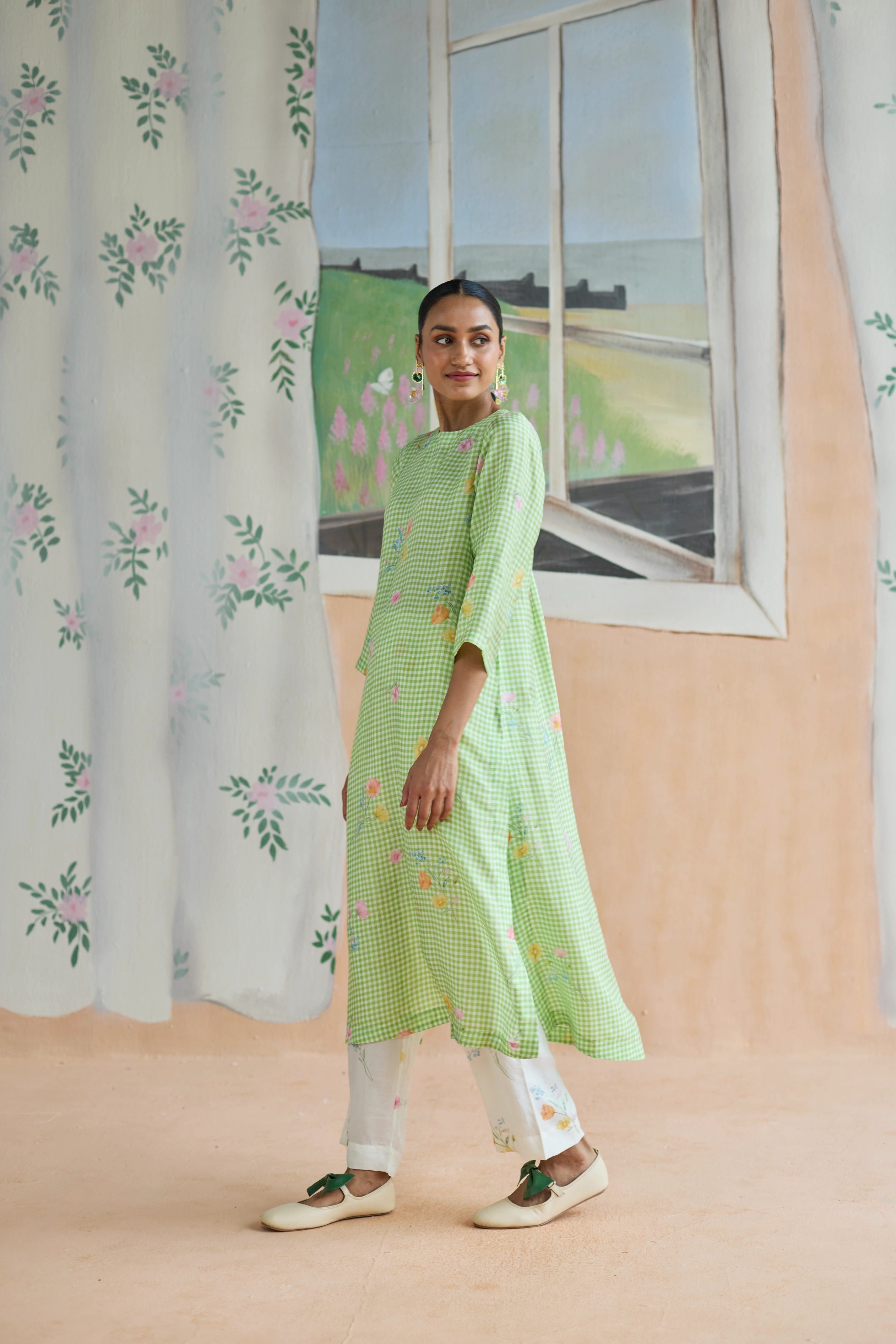 Gentle Pause Long Kurta Set Mulberry Silk