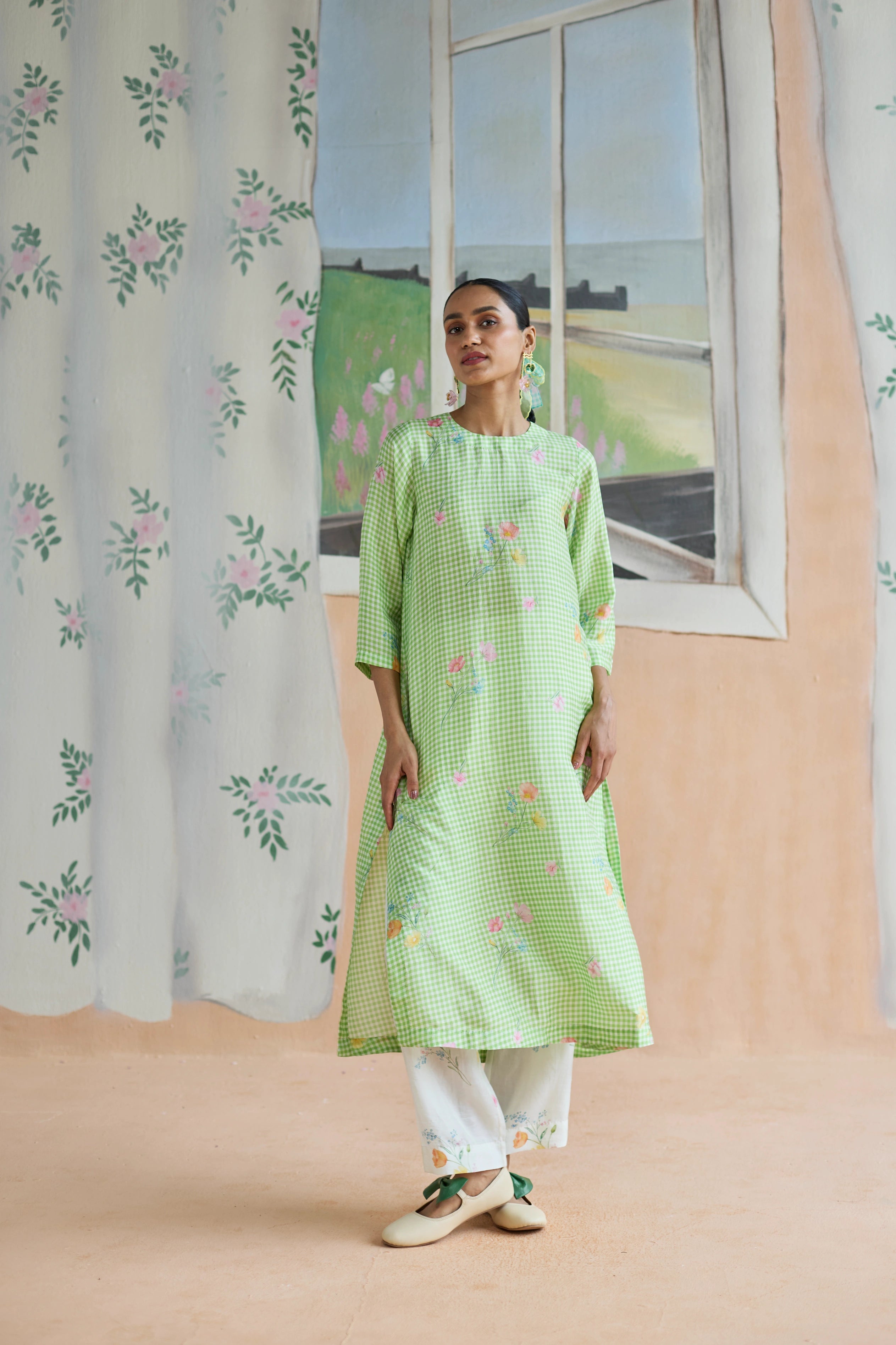 Gentle Pause Long Kurta Set Mulberry Silk