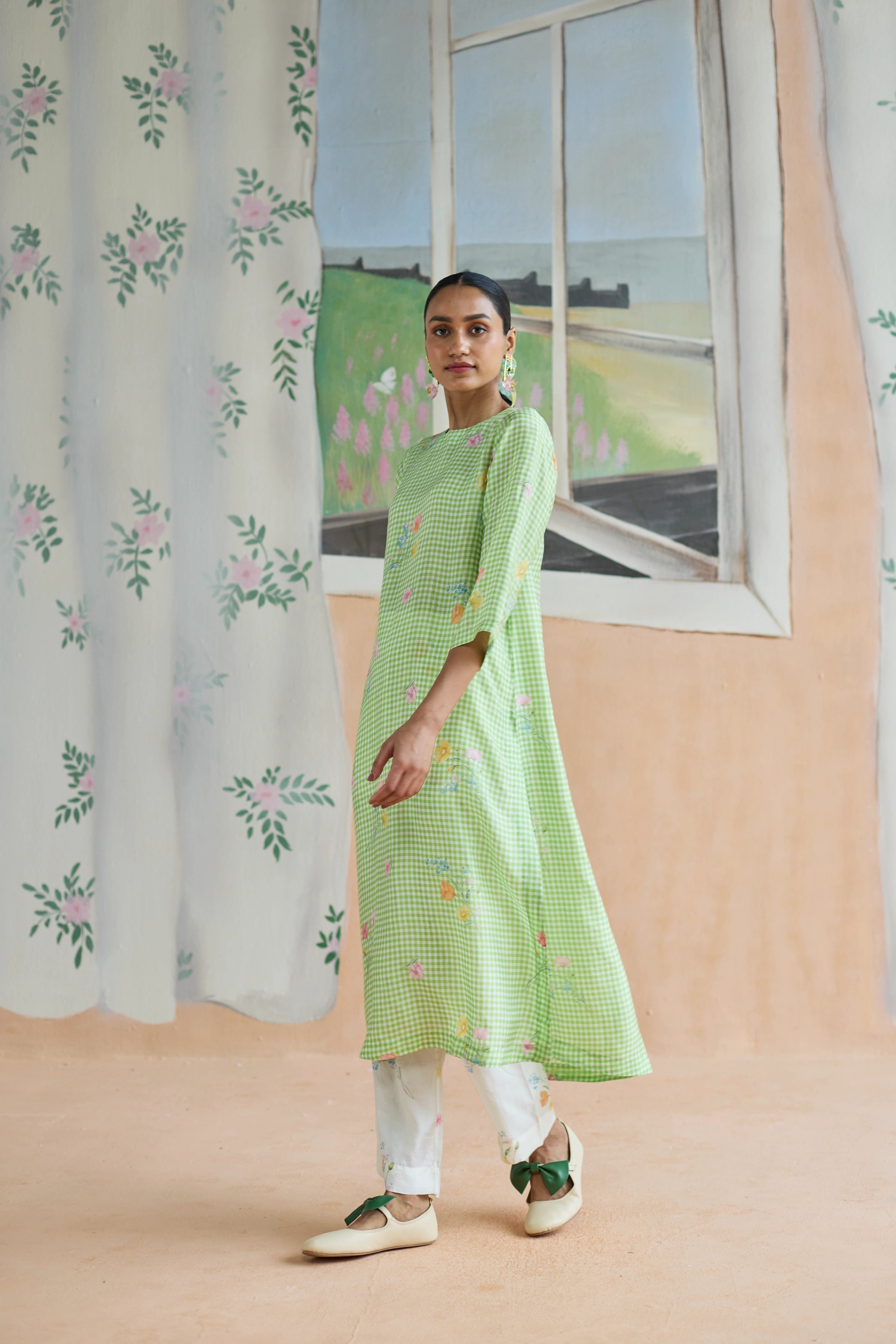 Gentle Pause Long Kurta Set Mulberry Silk