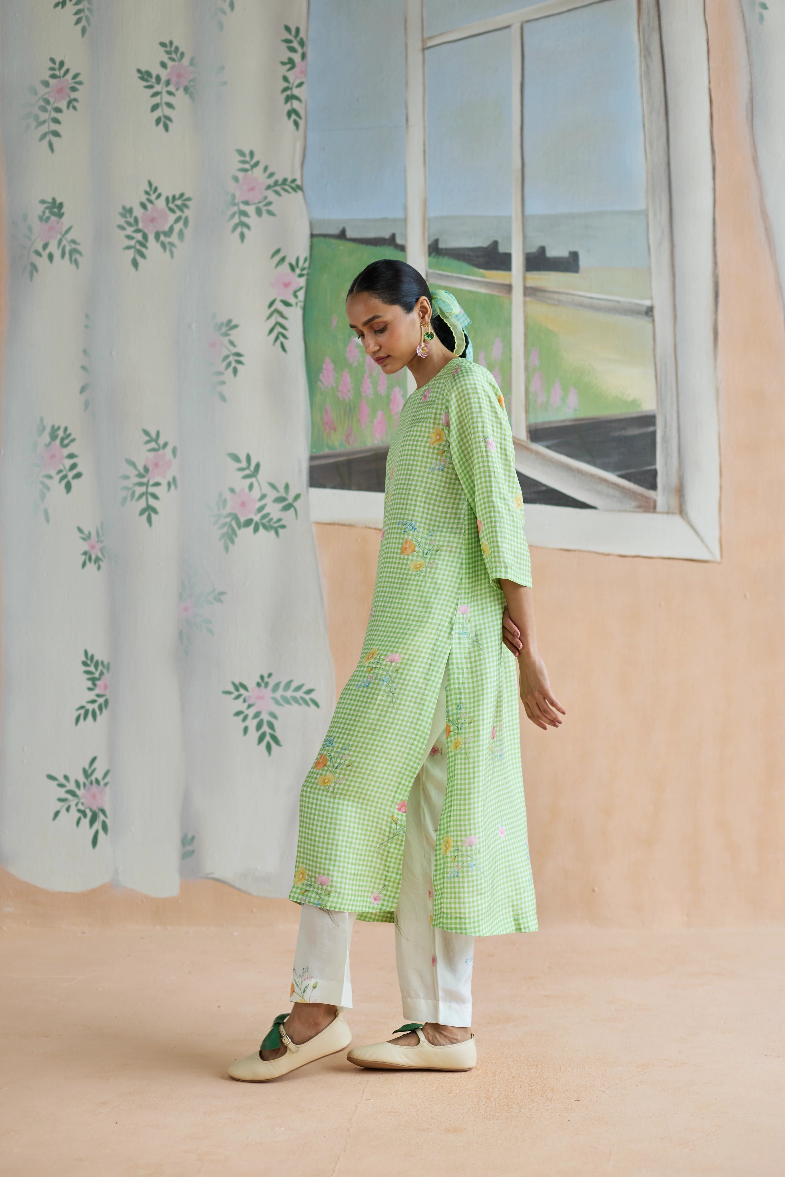 Gentle Pause Long Kurta Set Mulberry Silk
