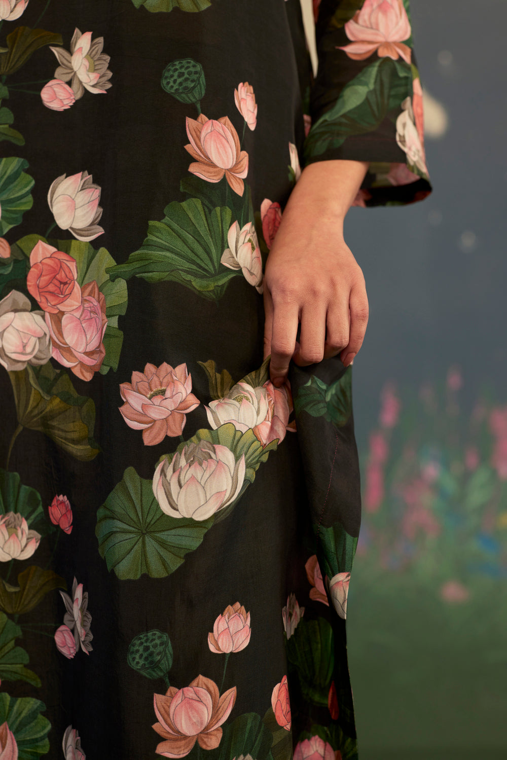 Lotus Citrus Long Kurta Set Bamboo Silk