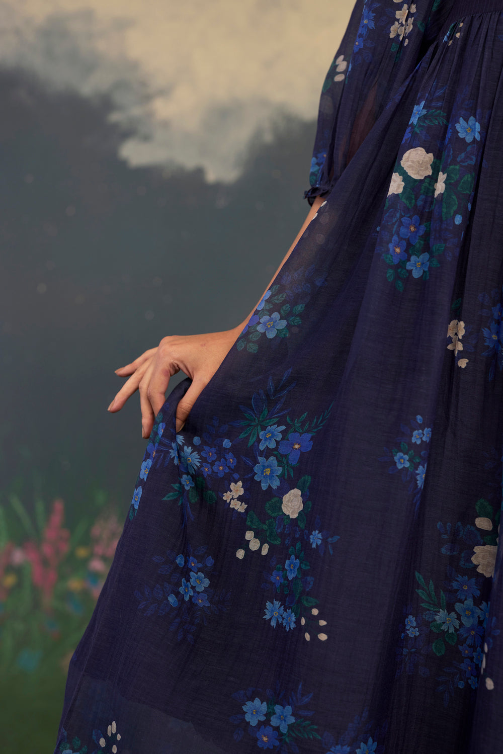 Blue Morning Glory Rose June Dress