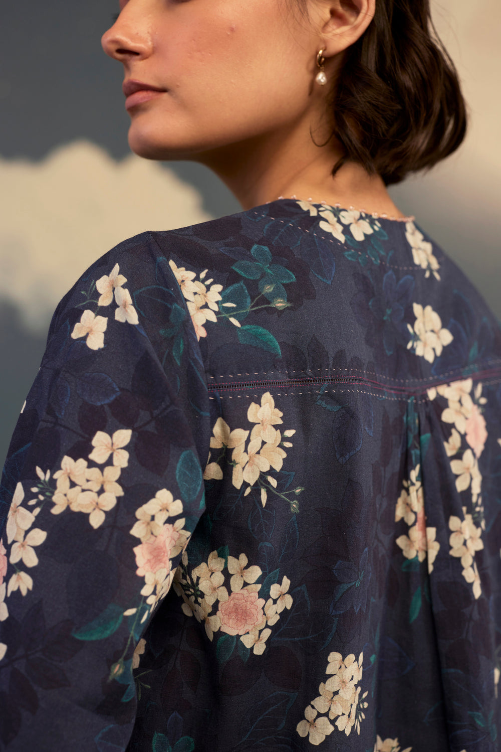 Moonlit Rose Short Kurta Set Cotton