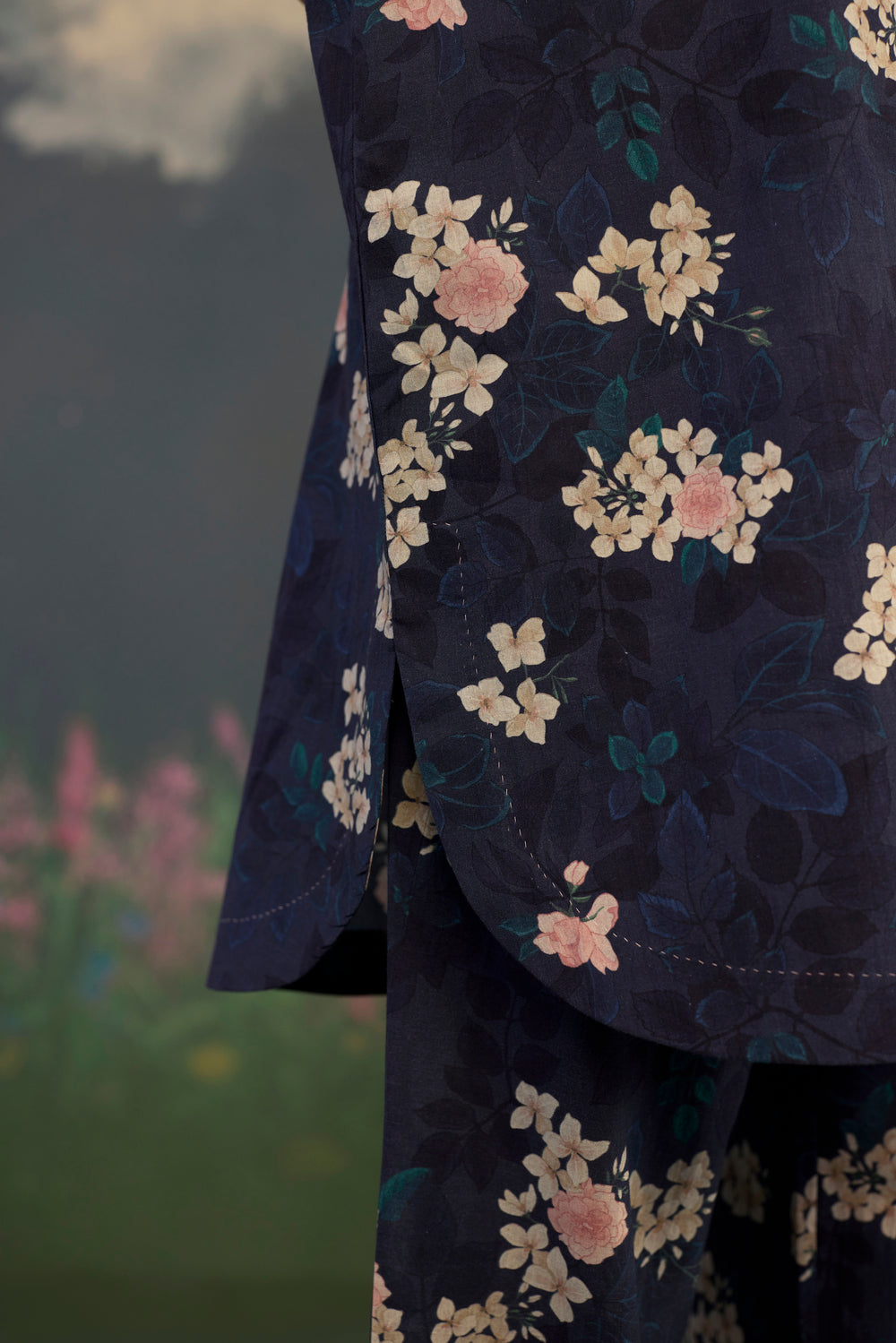 Moonlit Rose Short Kurta Set Cotton