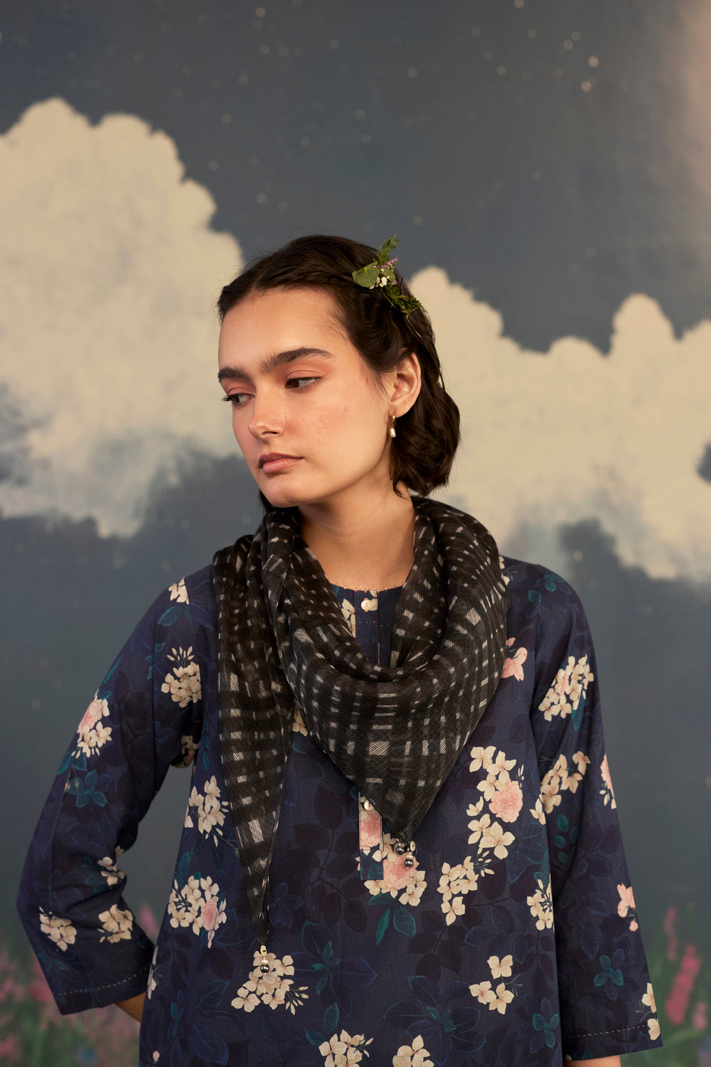 Moonlit Rose Short Kurta Set Cotton