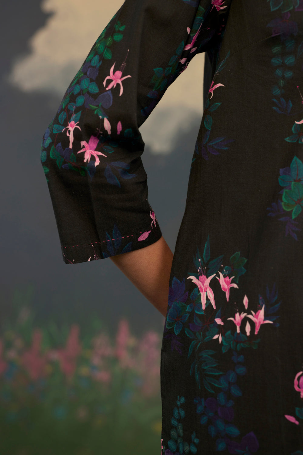 Fuchsia Long Kurta Set Cotton