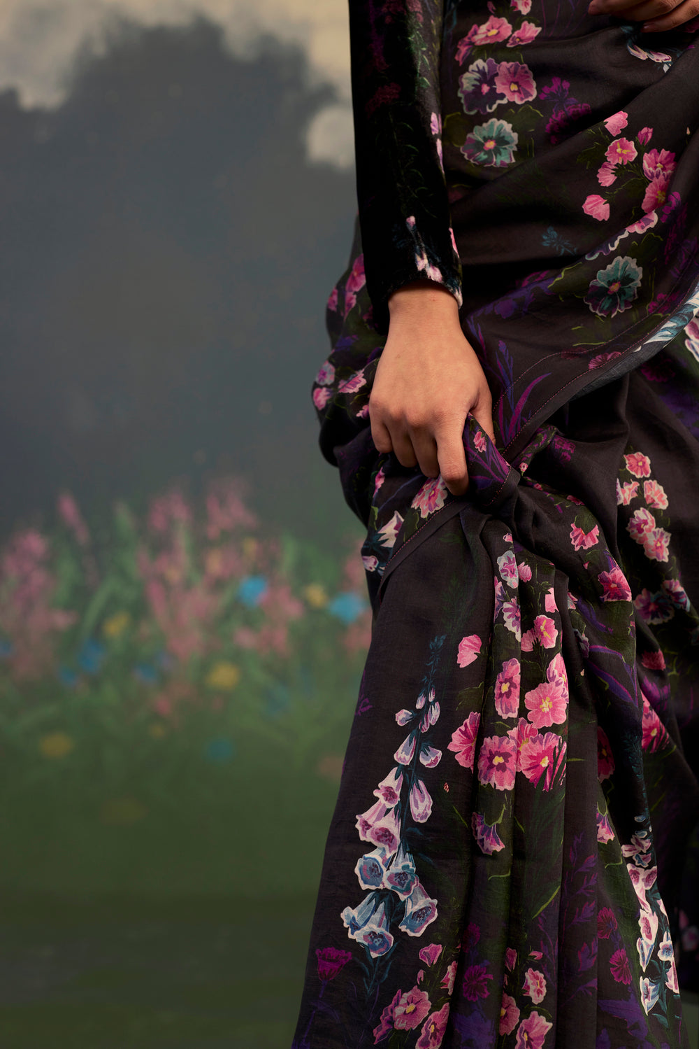 Foxglove Mulberry Silk Sari