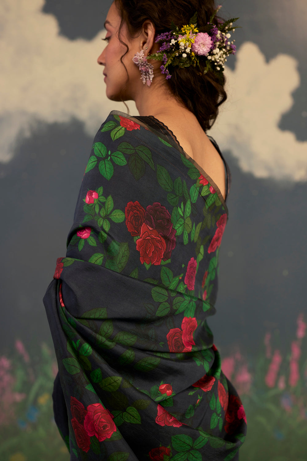 Scarlet Rose Mulberry Silk Sari