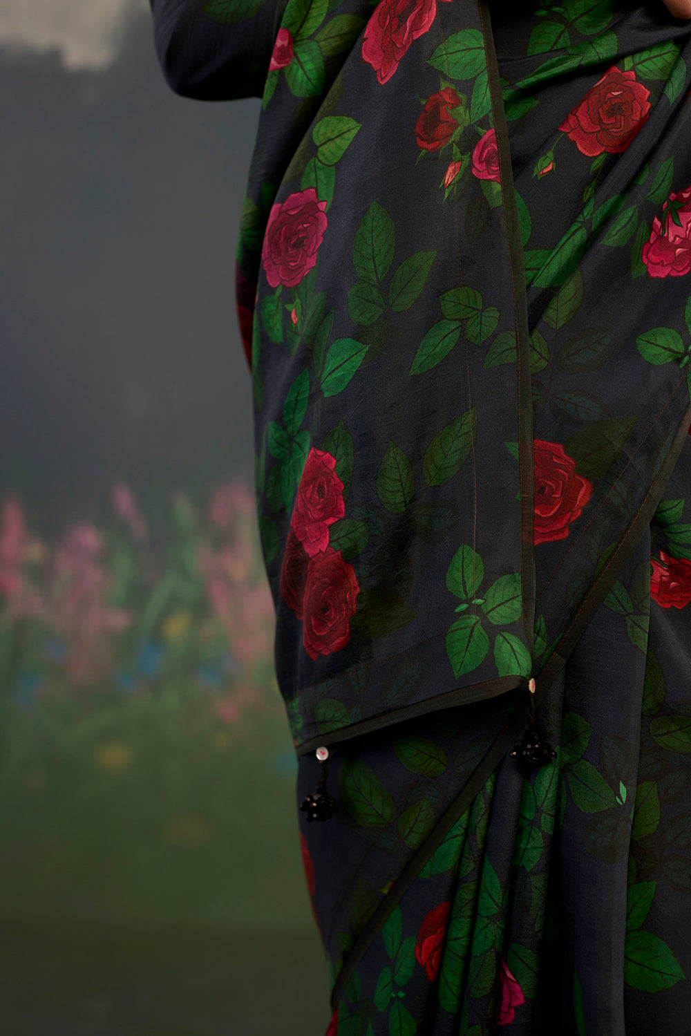 Scarlet Rose Mulberry Silk Sari