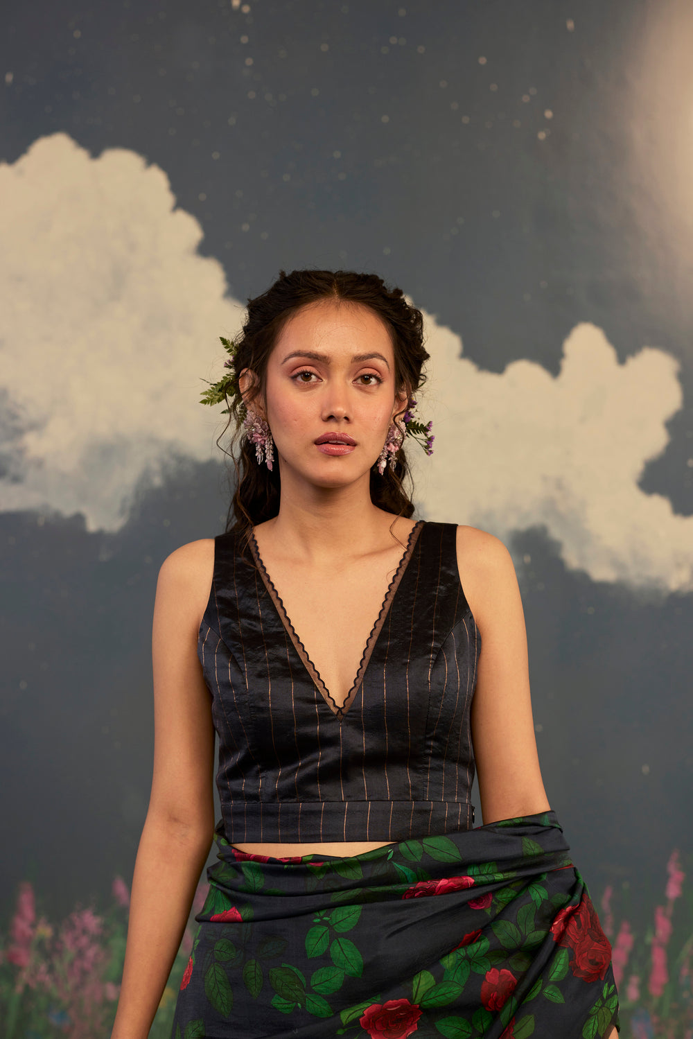 Night Blush V-neck Silk Blouse