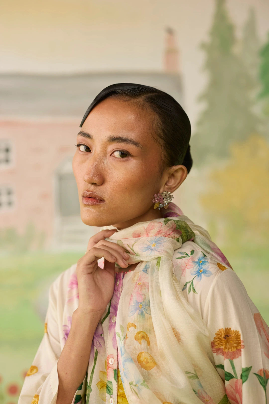 Off-White Daisy Kota Dorua Silk Dupatta