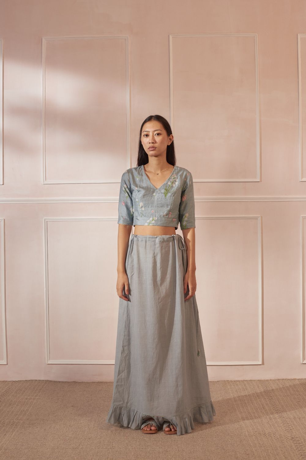 Parijaat V Neck Mulberry Silk Blouse