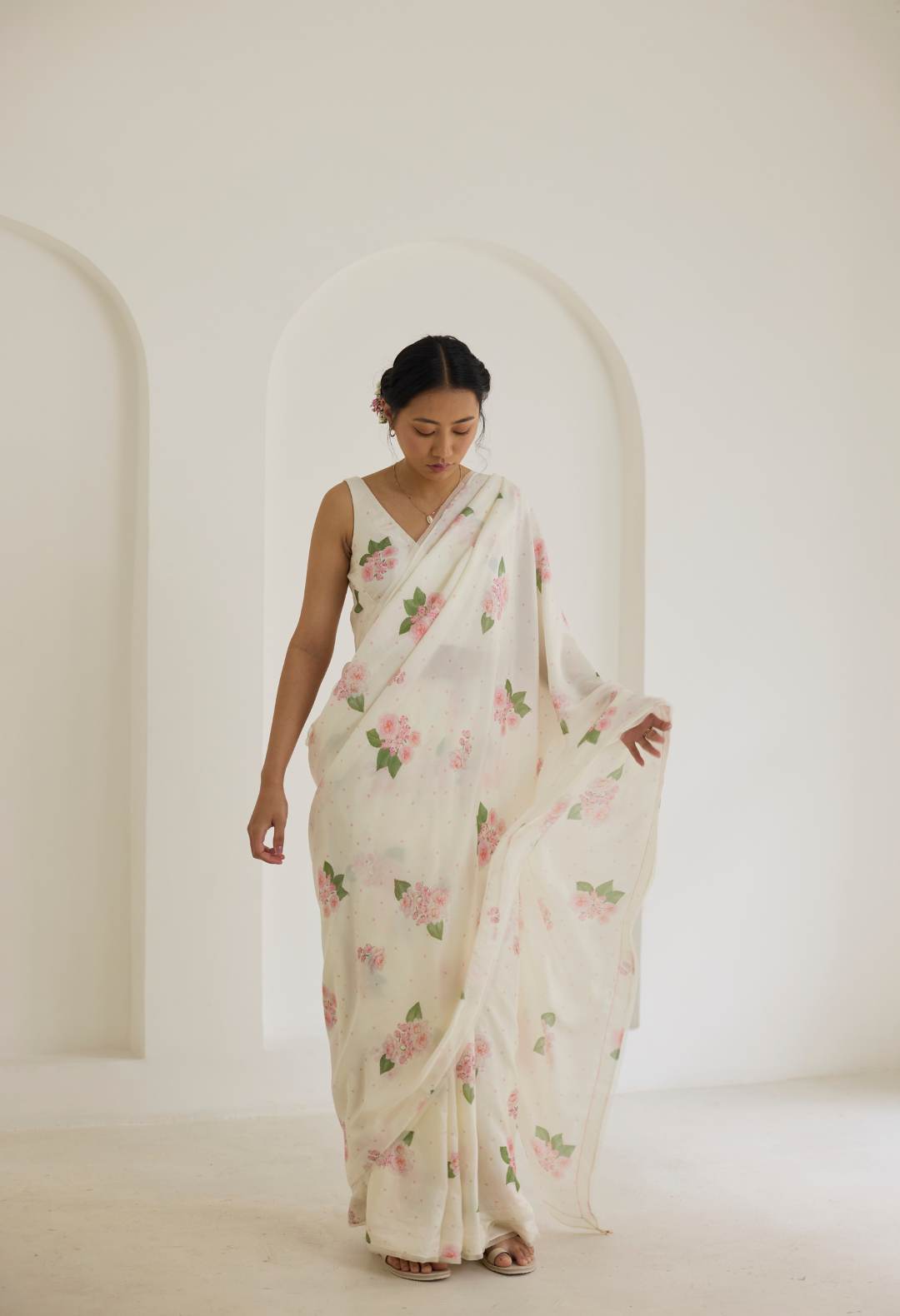 Hazari Mogra Mulberry Silk Sari