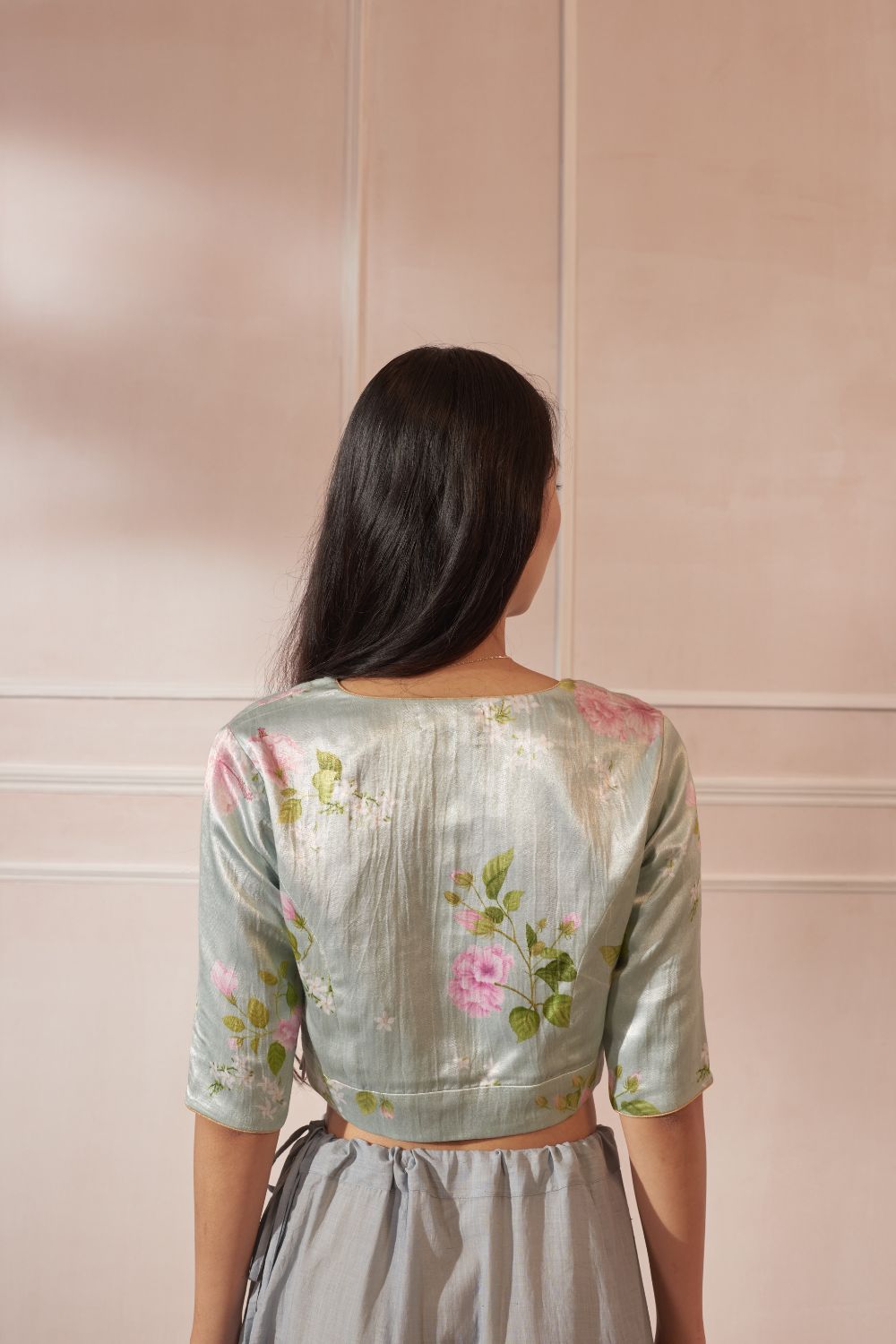 Hybiscus V Neck Satin Blouse