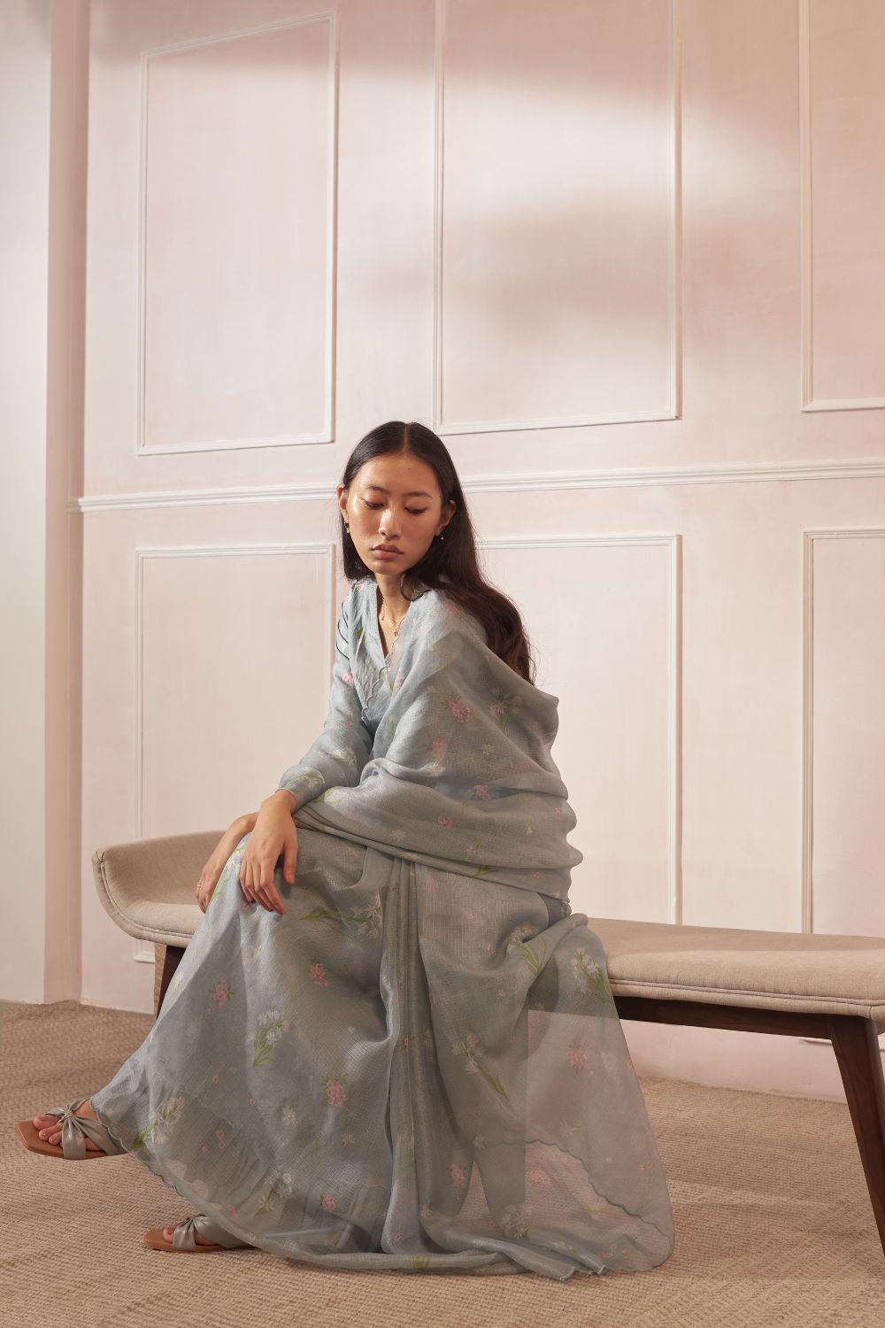 Parijaat & Periwinkle Kota Silk Sari