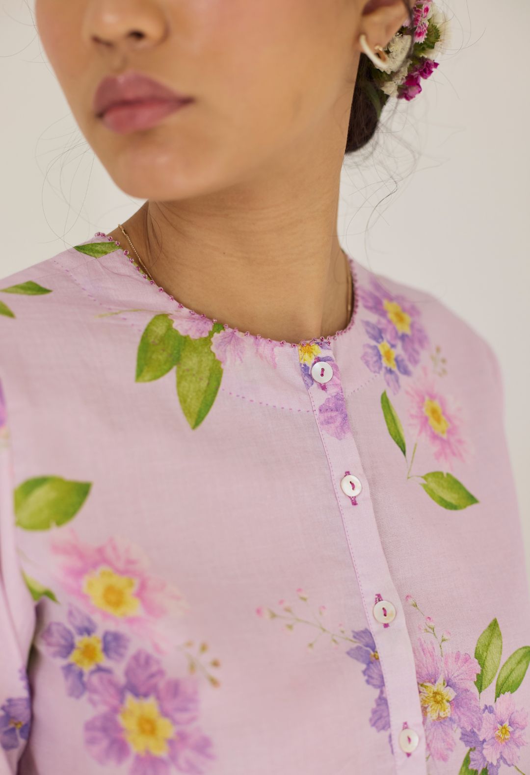 Lilac Jarul Short Kurta Set